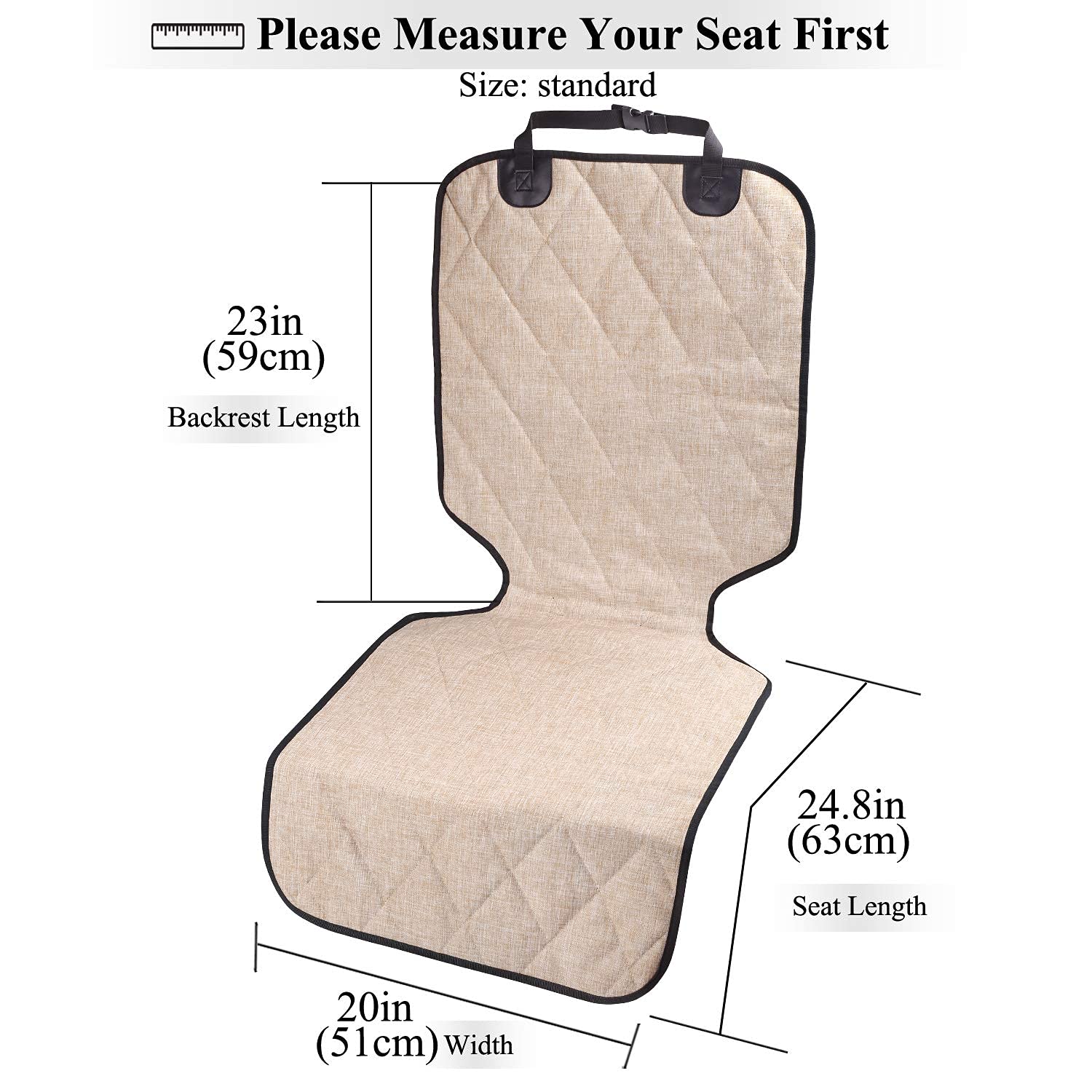 Vivaglory Front Dog Seat Covers, 1Pack No-Skirt Design 4 Layers Quilted & Durable 600D Oxford Dog Seat Cover For Most Cars, Suvs
