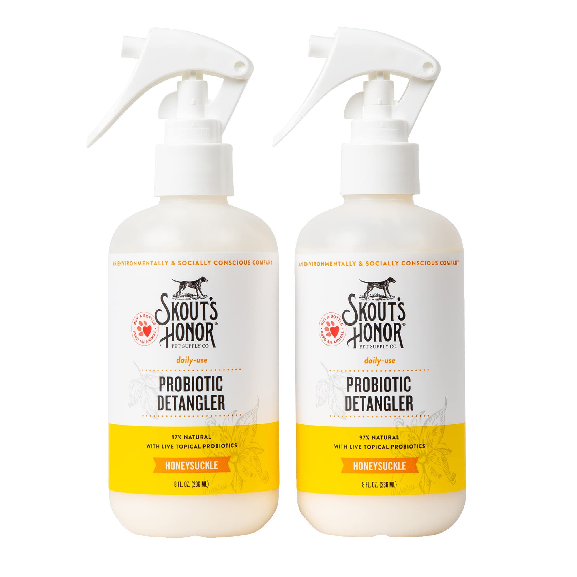 Skout's Honor Pet Detangler Spray - Hydrating with Avocado Oil & Probiotics, 8oz, Paraben & Sulfate-Free, Honeysuckle
