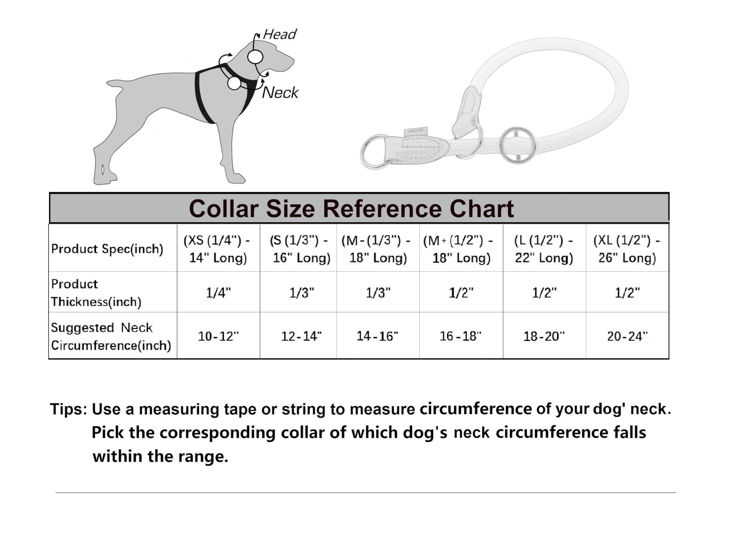 Aiminto Nylon Rope Pro Training Dog Collar, No Pull Round Martingale Collar, Slip Collar With Slidable Stop Ring - Ideal For Medium Large Dogs (L(1/2') - 20' Long, Red)