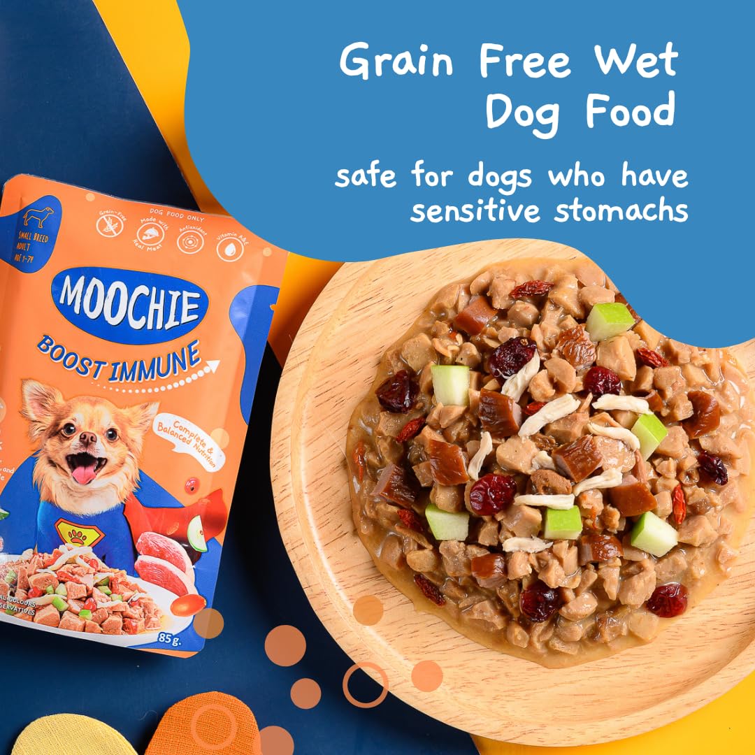 MOOCHIE Healthy Growth Wet Puppy Food - Soft Dog Food - Made with Real Chicken, Beef, Vegetables and Rice - No Added Preservativ