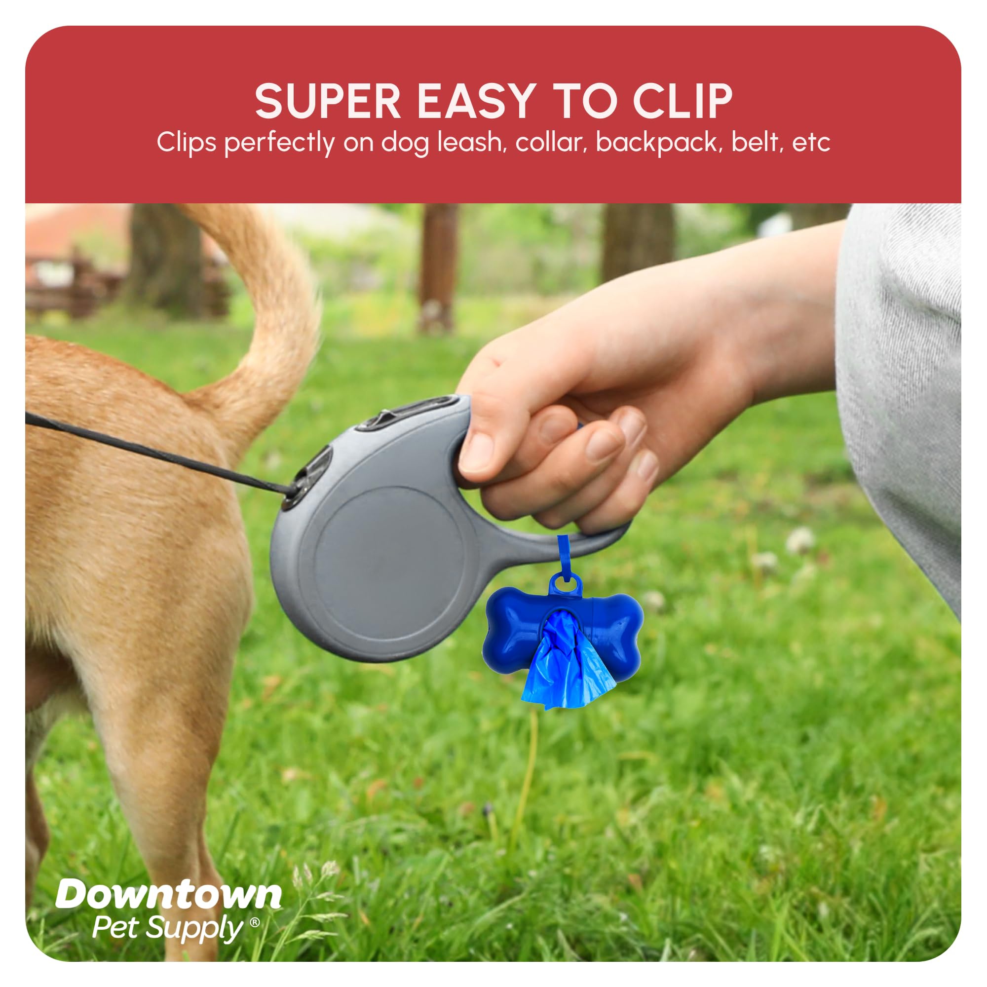 Downtown Pet Supply 2200 Count Dog Poop Bags Refills With Leash Clip And Bone Bag Dispenser, Rainbow Of Colors - Dog Waste Bags