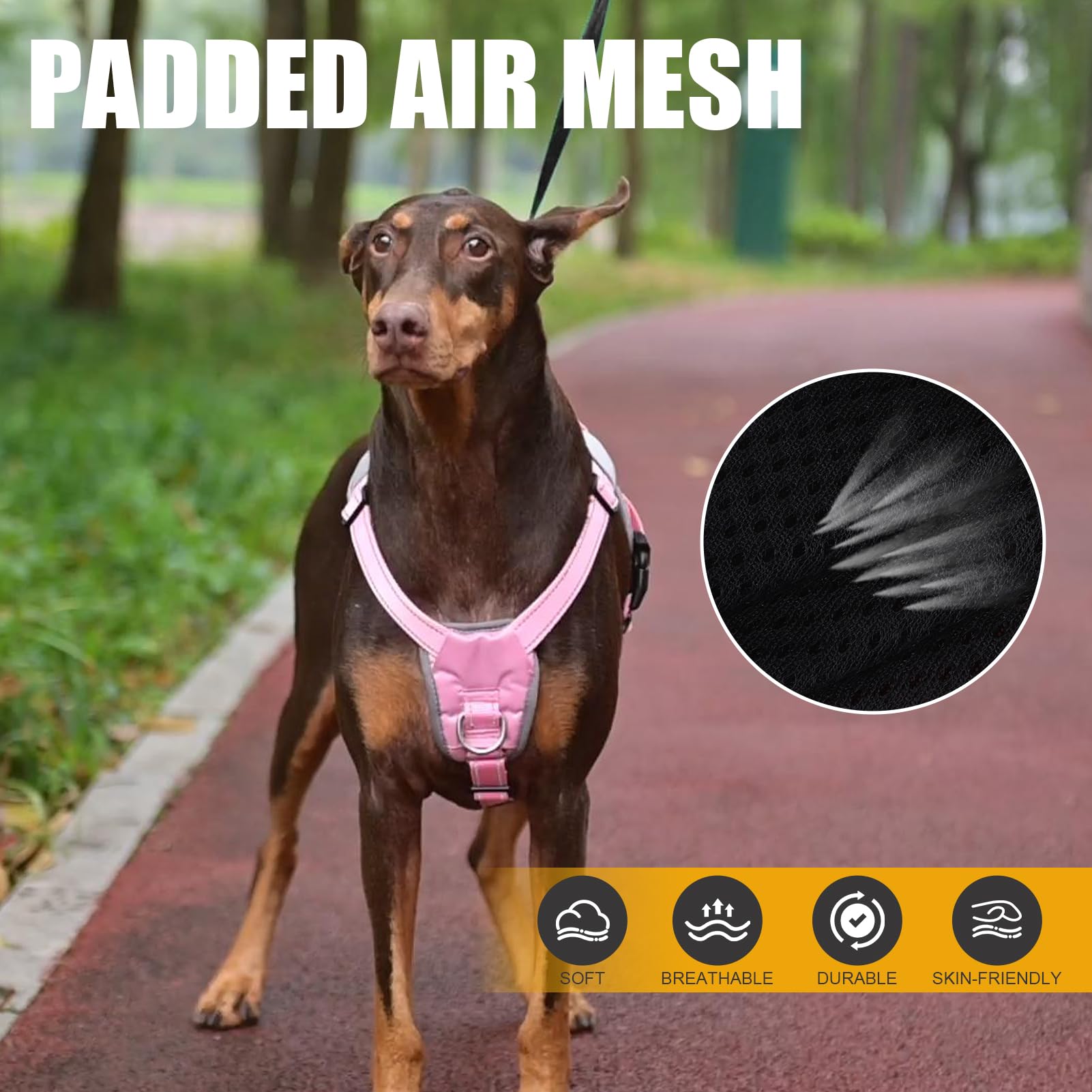 Mihachi Dog Harness For Large Dogs, Escape Proof No Pull Service Vest With Reflective Strips And Control Handle, Adjustable And