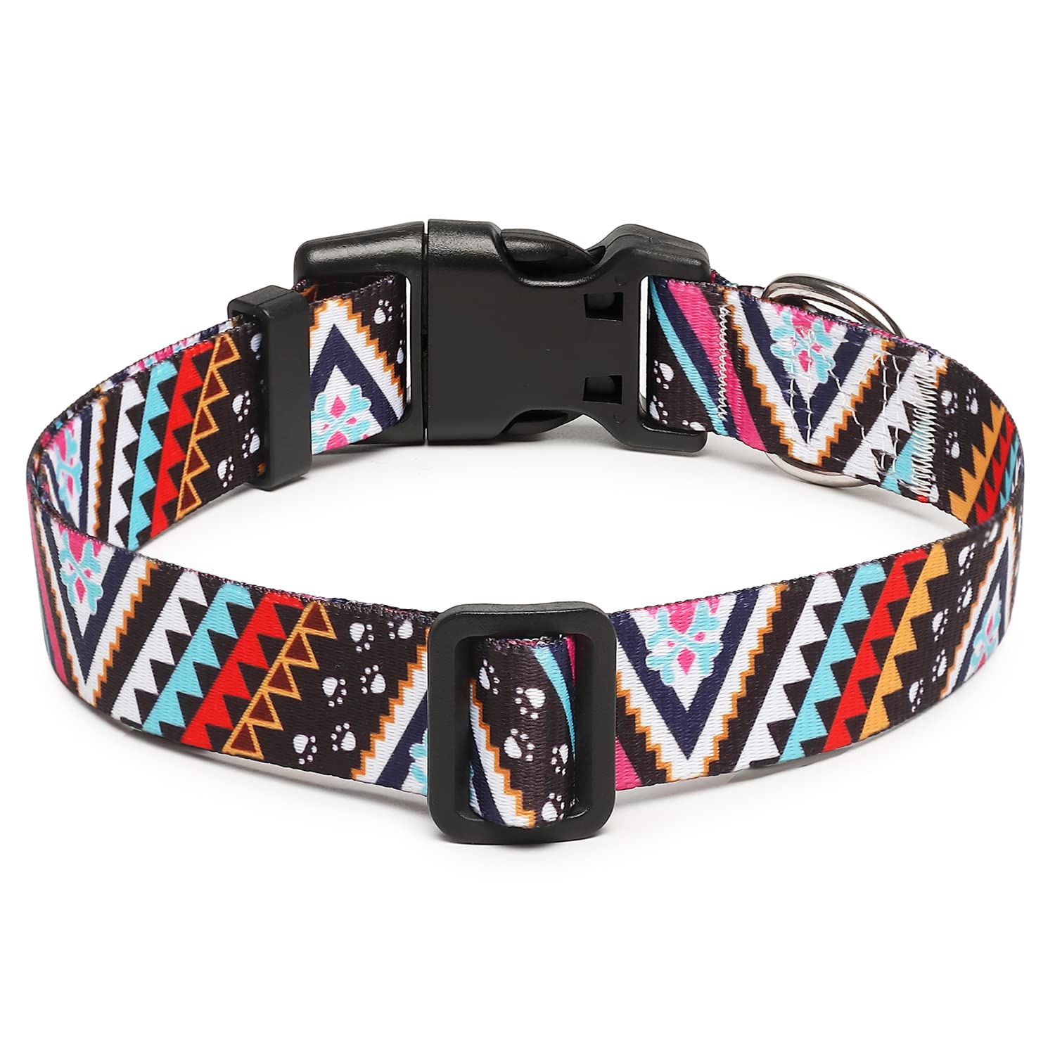 Mercano Adjustable Dog Collar - Special Design Patterns, Soft Nylon Comfortable Durable Pet Collar For Small Medium Large Dogs (L, Ethnic Pink)
