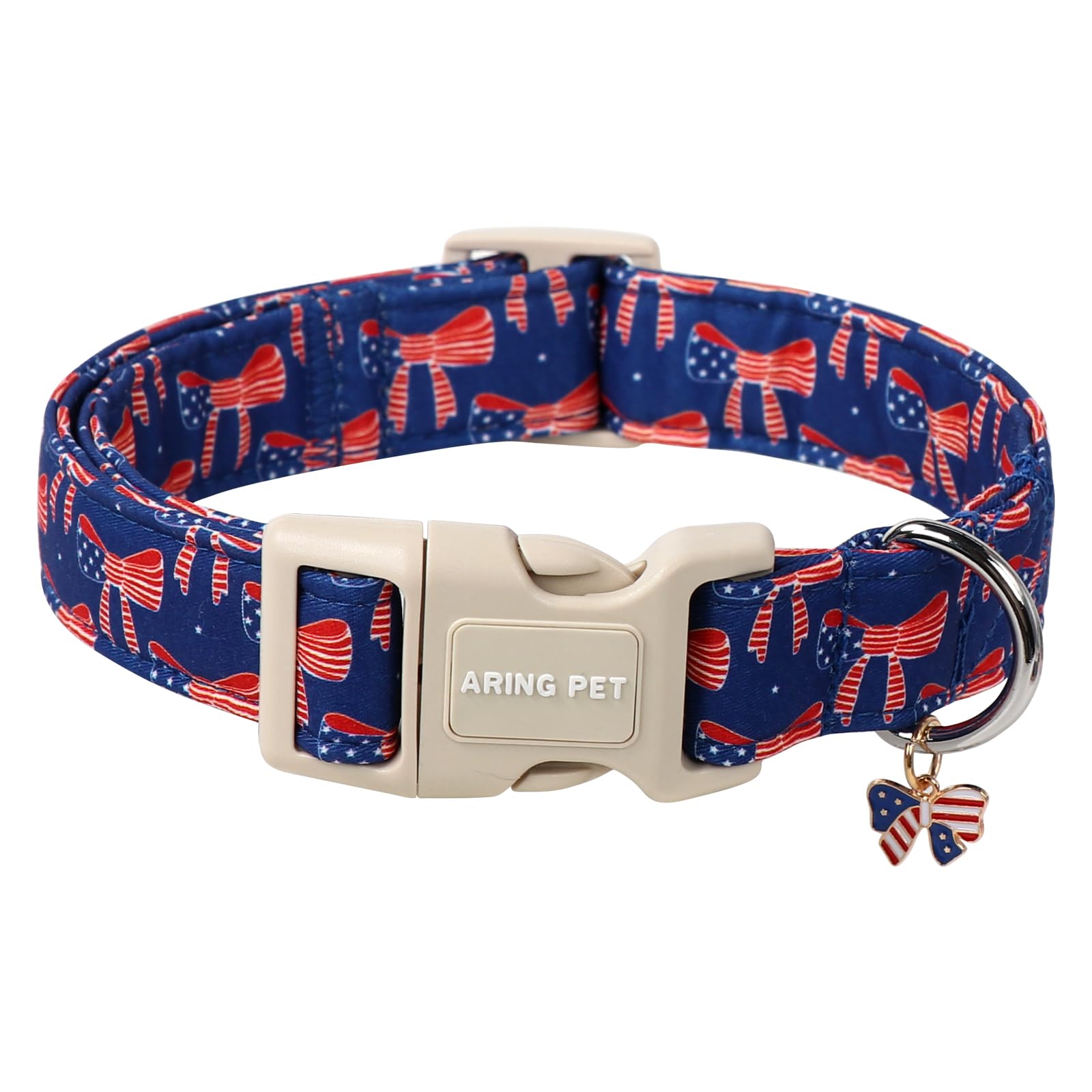Aring Pet 4Th Of July Dog Collar-Cute Bow Patriotic Dog Collars, Adjustable American Flag Pet Collars Puppy Collar With Quick Re