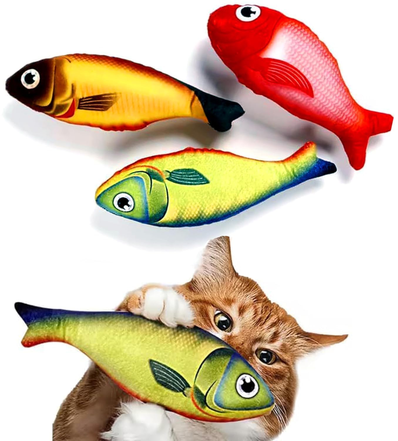 Kittupet 1 Pcs, Simulation Fish Teaser Stick, Chew Toy For Pet Cats, SelfAmusement Kitty Supplies