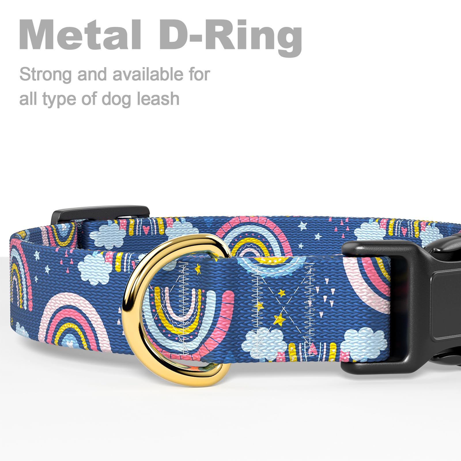 Rnivvi Dog Collar For Large Dogs, Cute Heavy Duty Adjustable Puppy Collar With Quick Release Buckle For Girl & Female, Pet Acces