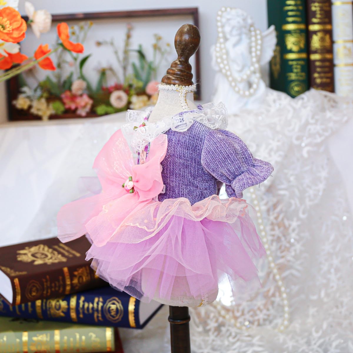 Marupet Fashion Sweet Puppy Dog Blingbling Princess Skirt Pet Dog Lace Cake Camisole Tutu Dress K-Purple Xxs