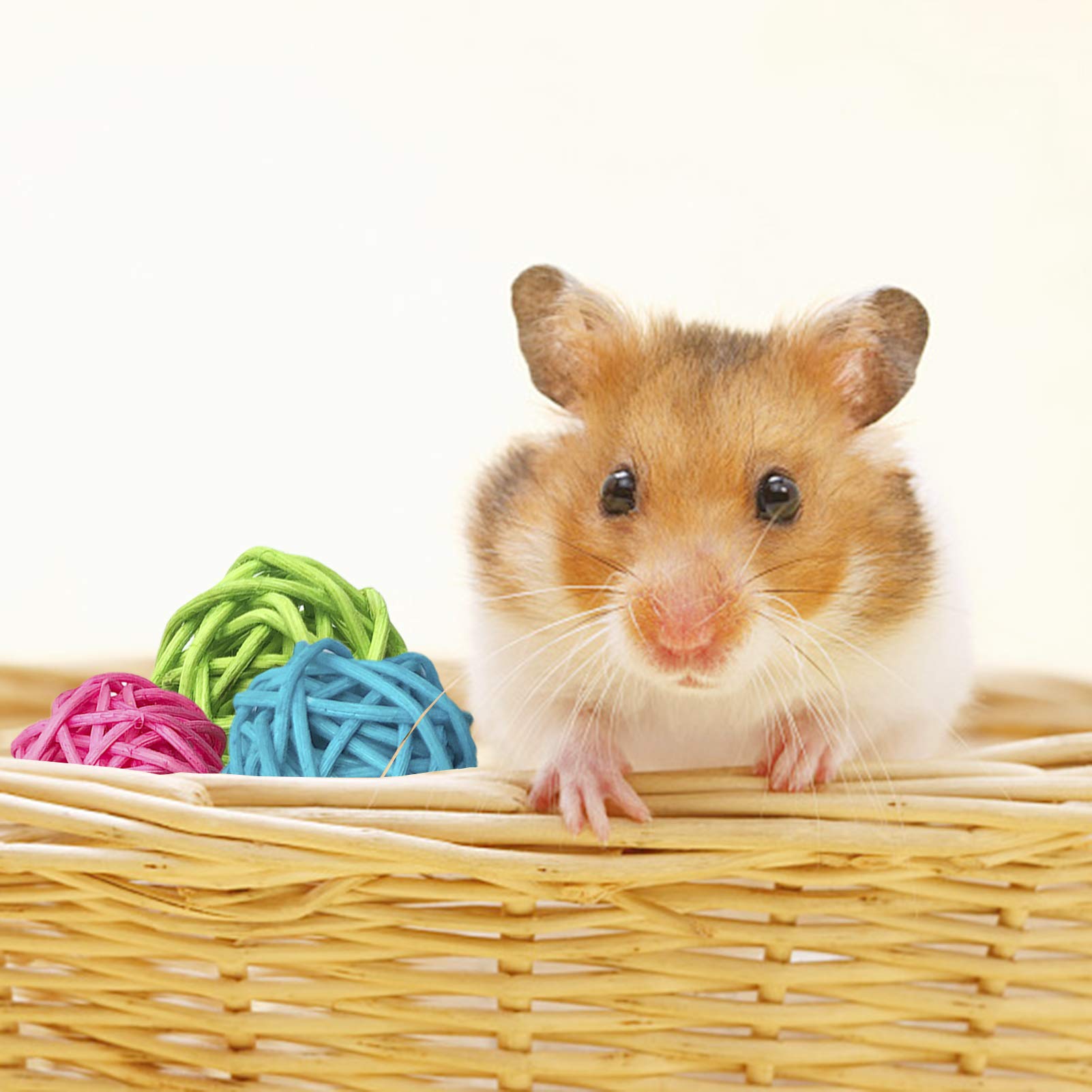 Benvo Rattan Balls 32 Pack 1.2 Inch Wicker Ball Birds Quaker Parrot Parakeet Chewing Pet Bite Ball For Budgies Conures Hamsters Ball Orbs Crafts Diy Accessories Vase Fillers (Multi-Colored)