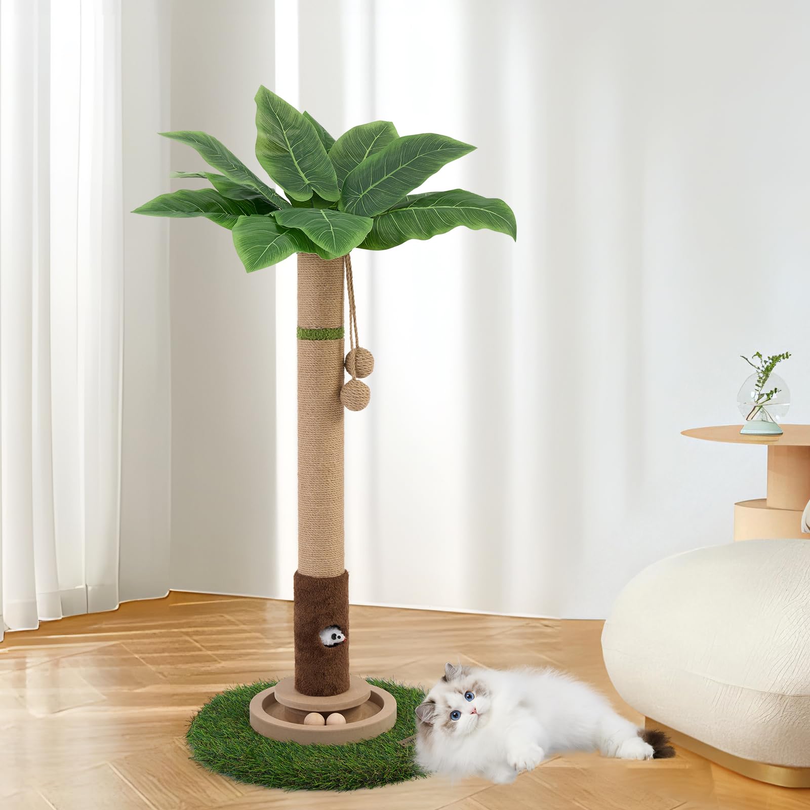 Cat Scratching Post 35'' Tall Cat Scratcher Tree Tower Scratching Posts For Indoor Cats With Cat Toy Mouse Hole And Interactive 
