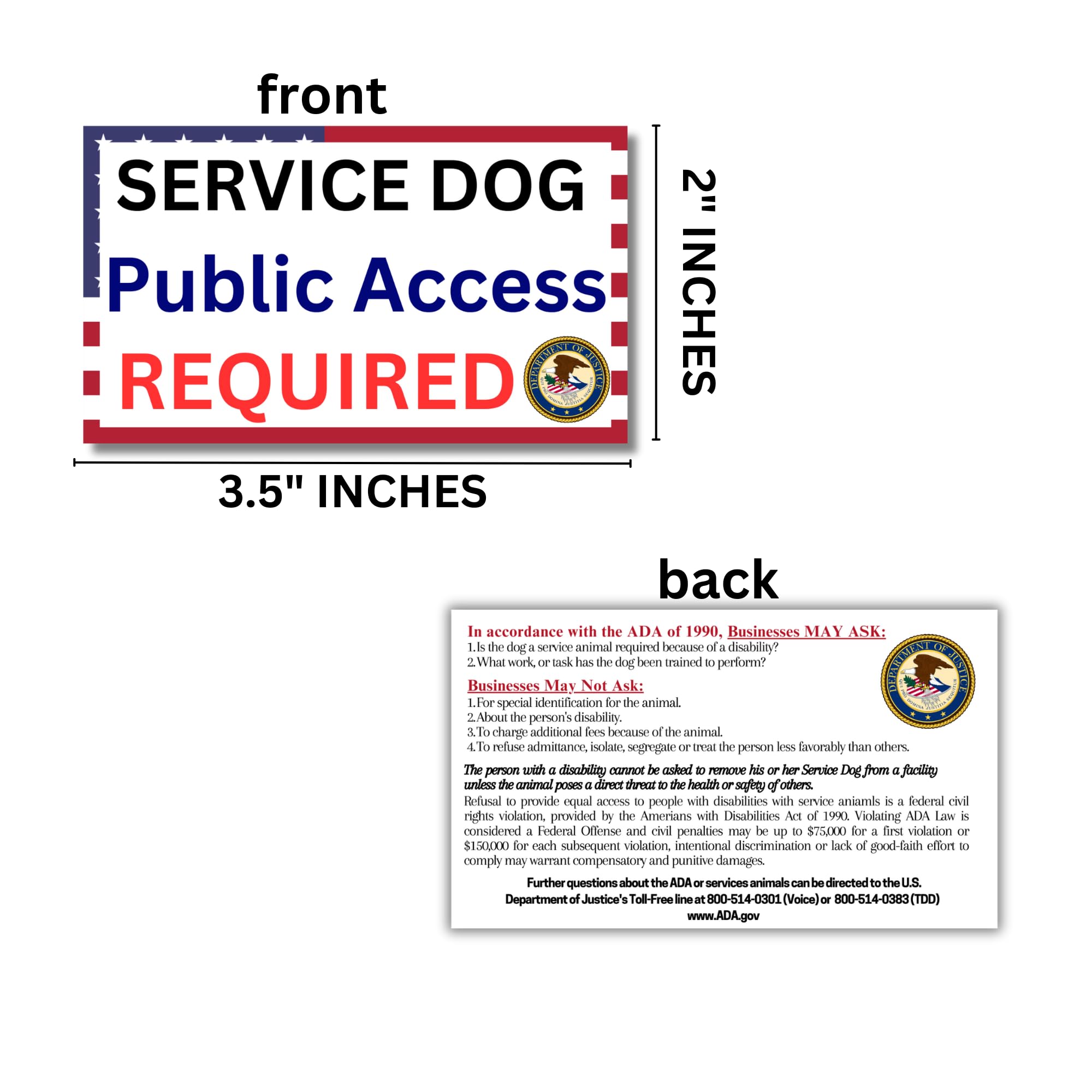 Service Dog Packet Information Cards For Public Access, Ada Americans With Disabilities Act States Handlers Legal Rights For Bus