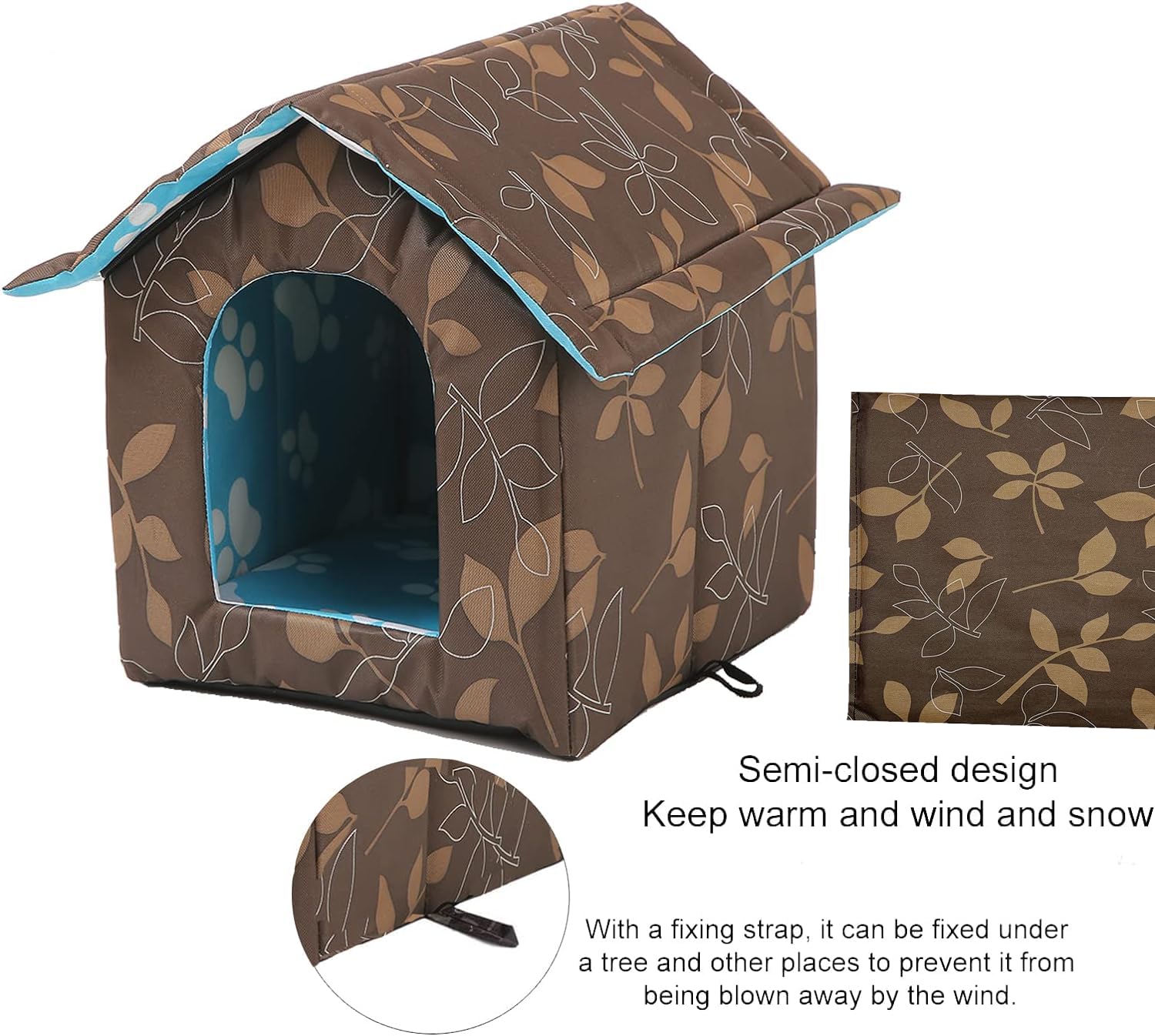 Chris Good Feral Cat House, Cat House Outdoor, Waterproof Shelter For Stray Cats, Weatherproof For Winter (Leaf, Medium)