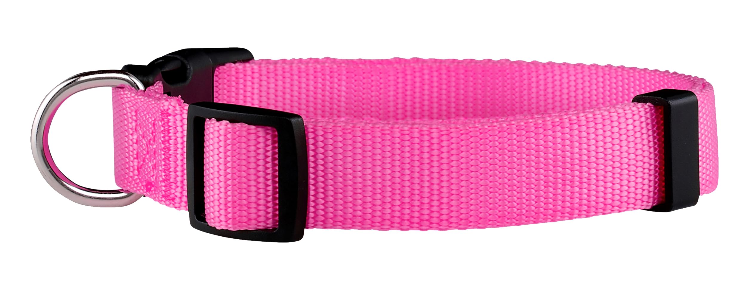 Native Pup Basic Nylon Dog Collar, Adjustable For Small, Medium, Large Pet And Puppies Accessories, Cute Colors For Male, Female, Boy, Girl, Puppy (Large, Hot Pink)