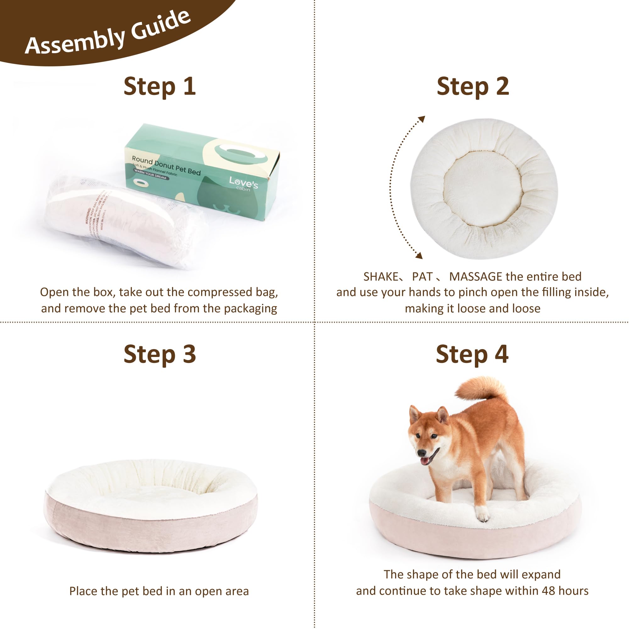 Love'S Cabin Round Donut Cat And Dog Cushion Bed, 30In Pet Bed For Medium Or Large Dogs, Anti-Slip & Water-Resistant Bottom, Soft Durable Fabric Pet Beds, Washable Calming Cat & Dog Bed Pink