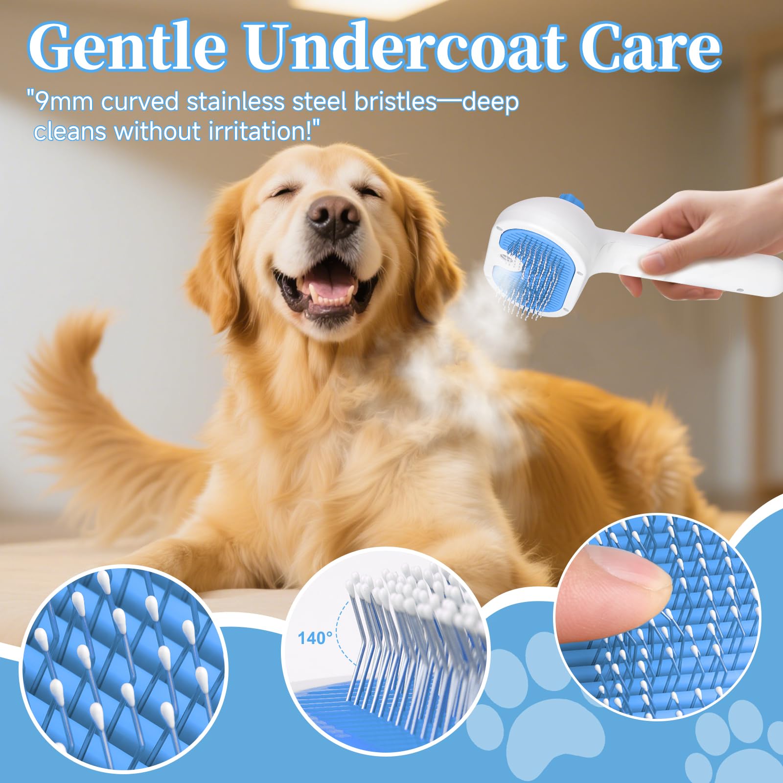 Pet Steam Brush for Dog & Cat - 3-in-1 Steam Grooming Brush for Shedding & Hair Removal - Pet comb leave-in serum with Mist for