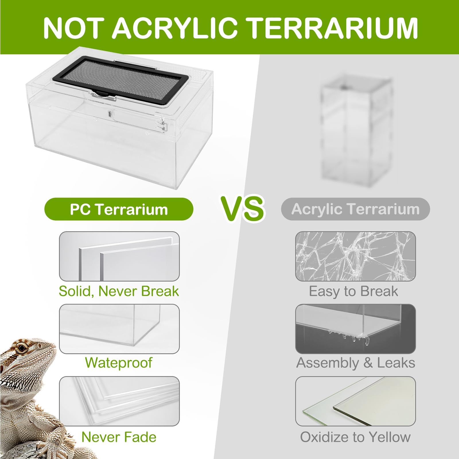 Reptile Terrarium Amphibian Tank Spider Cages Snake Cage 7X11.8X5.9Inch Suitable For Breeding Lizards,Turtles,Chameleons,Jumping