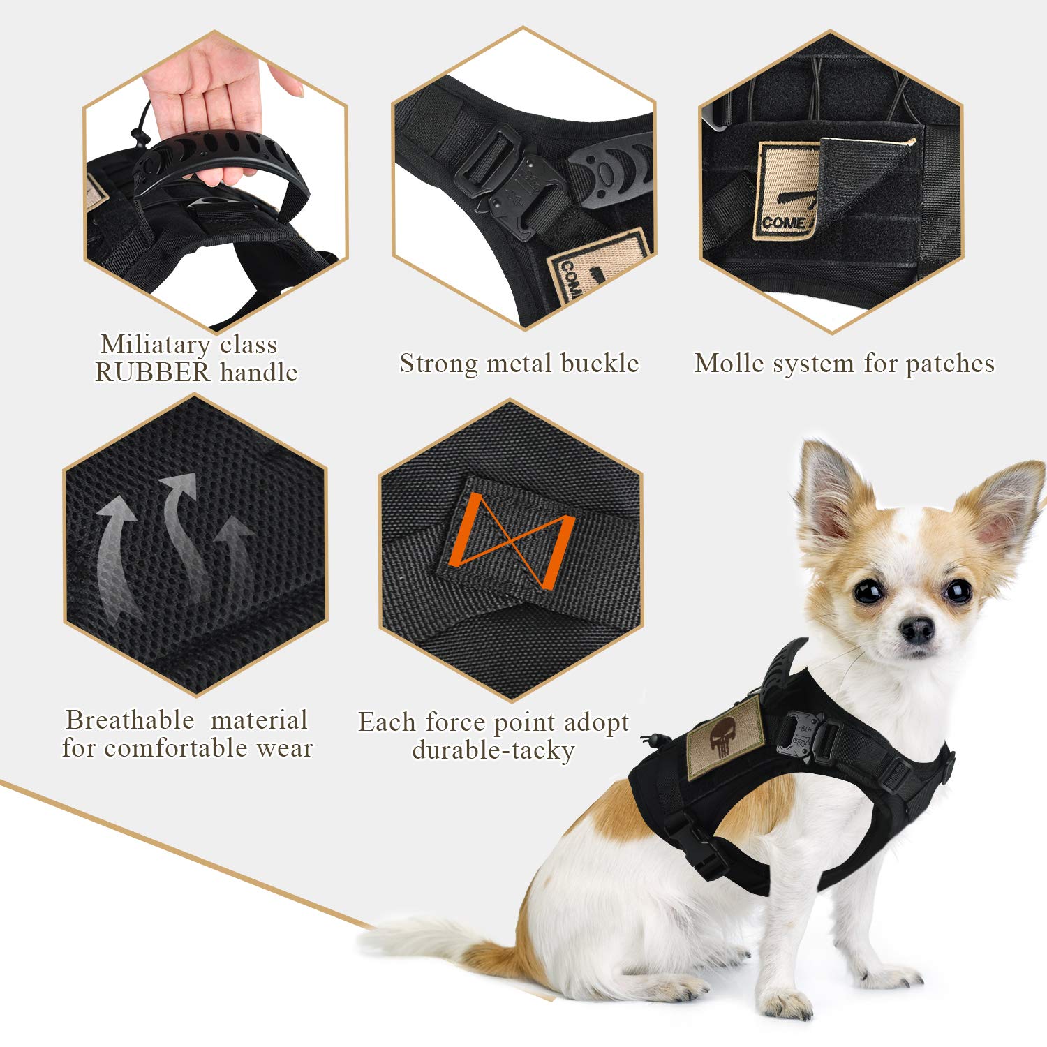 Tactical Service Dog Vest Harness K9 Military Molle Dog Vest for Outdoor Training Hunting Wear-Resisting Pet Dog Harness with Ru