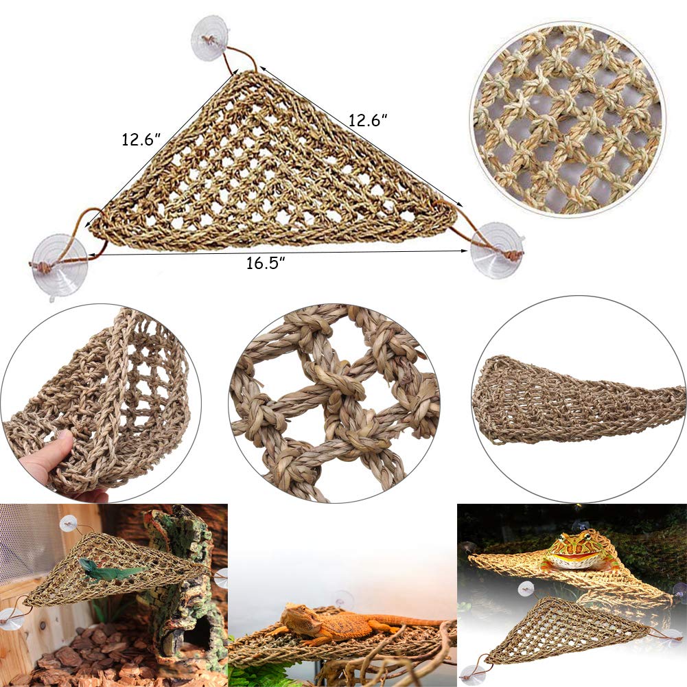 Hamiledyi Large Brown Bearded Dragon Tank Accessories - Flexible Artificial Vines & Leaves for Reptile Habitat Decor