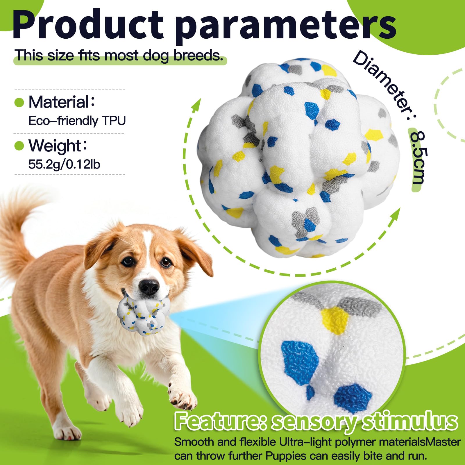 Moonorange Dog Balls for Aggressive Chewers - Indestructible Tennis Toy, Lightweight, White