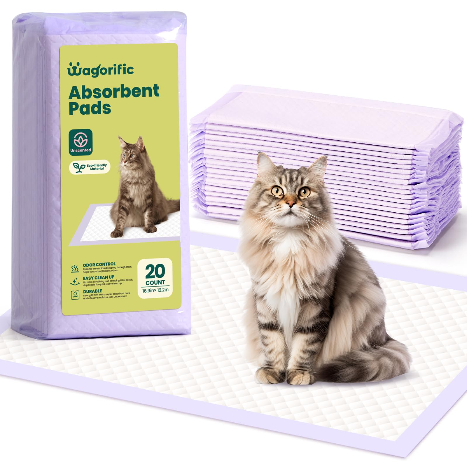 Cat Pads Refills for Tidy Cats Breeze Litter System - Super Absorbent 6-Layer Pads for Odor Control Unscented - 16.9 x 11.4 - Pa