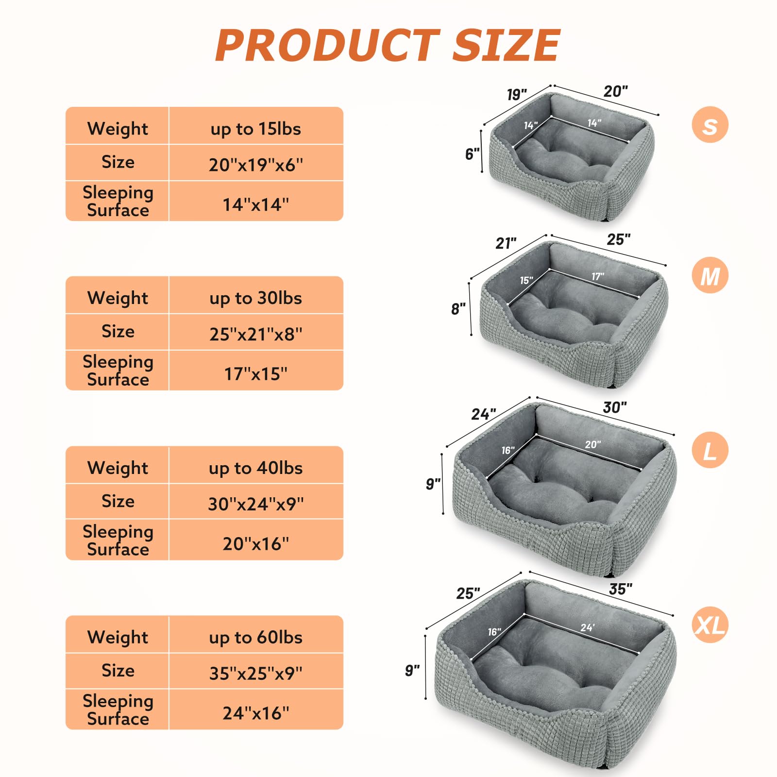 MIXJOY Dog Beds for Medium Dogs Washable, Rectangle Pet Bed Medium Size Dog, Orthopedic Sleeping Pet Sofa Bed, Soft Calming Cat