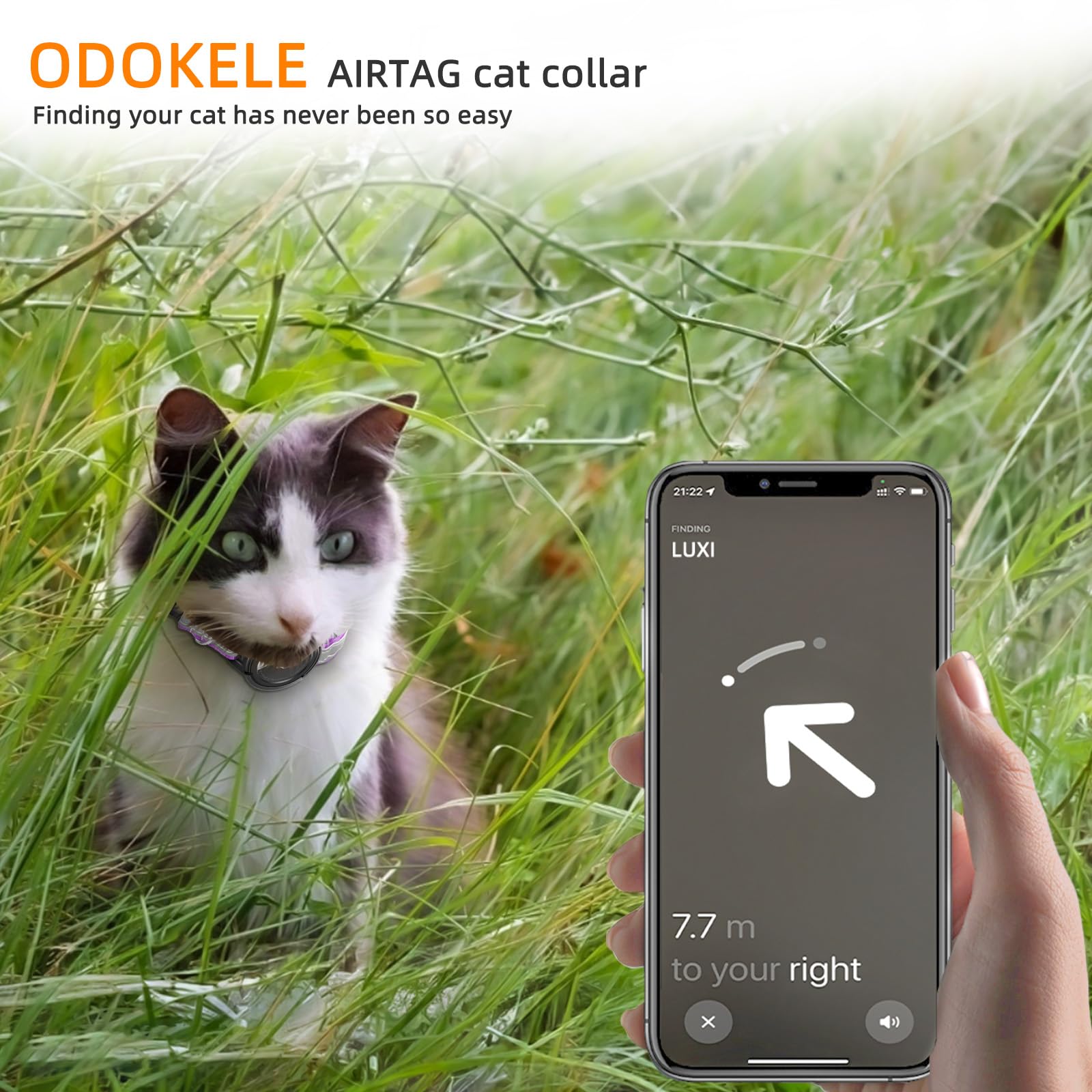 Airtag Cat Collar Breakaway, Odokele Reflective Cat Collars With Apple Air Tag Holder For Kitten, Cat Gps Tracker Adjustable Col