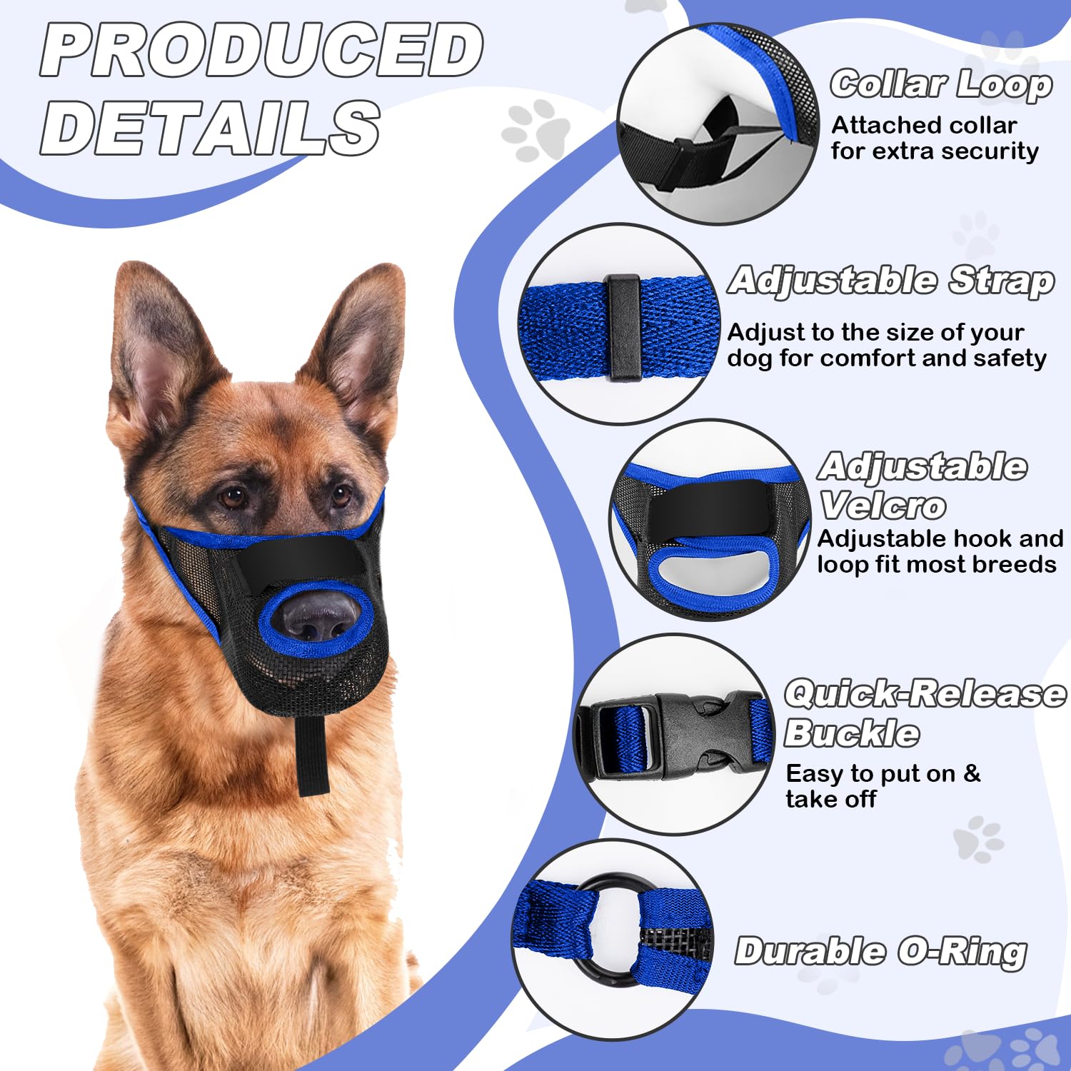 Dog Muzzle, Soft Air Mesh Muzzle For Small Medium Large Dogs Anti Biting Barking Chewing Scavenging, Breathable Adjustable Loop