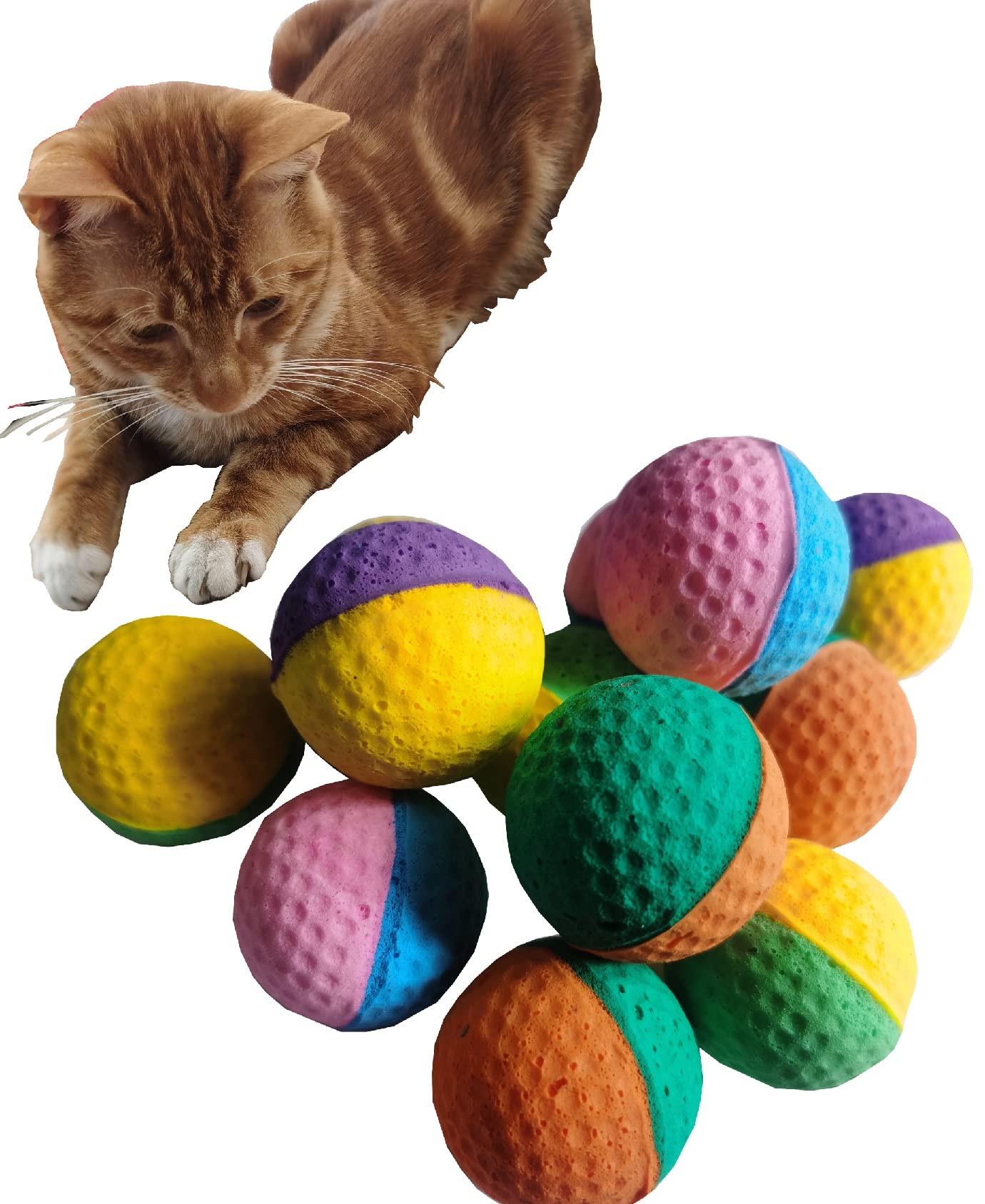 Ginfh Cat Foam Ball Cat Sponge Ball Toy Cat Soccer Ball Toy (Two Color Pet Ball)
