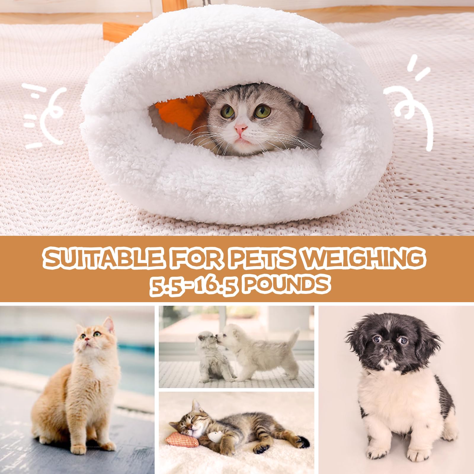 Edottbag Cat Sleeping Bag For Indoor Cats,Cat Winter Sleeping Bag,Cat Sleeping Bag,Cat Sack Bed,360 Wrap Comfortable Cat Sack,Co