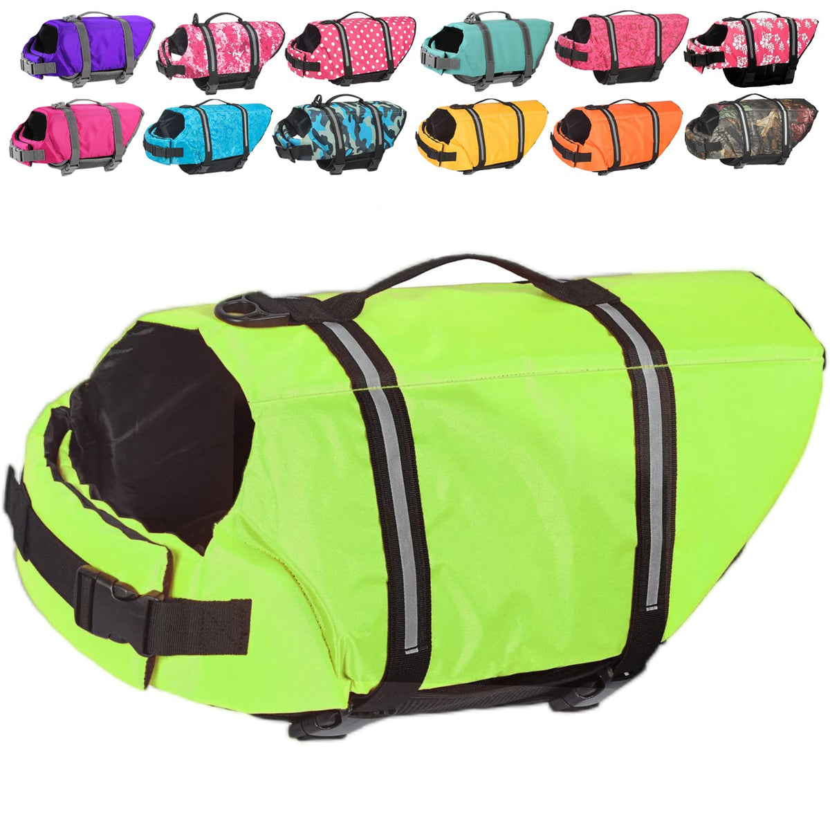 Doglay Dog Life Jacket, Dog Life Vest With Reflective Stripes, Adjustable Dog Lifesaver Pet Life Preserver With High Buoyancy Swimsuit For Small Medium And Large Dogs (Small, Green)