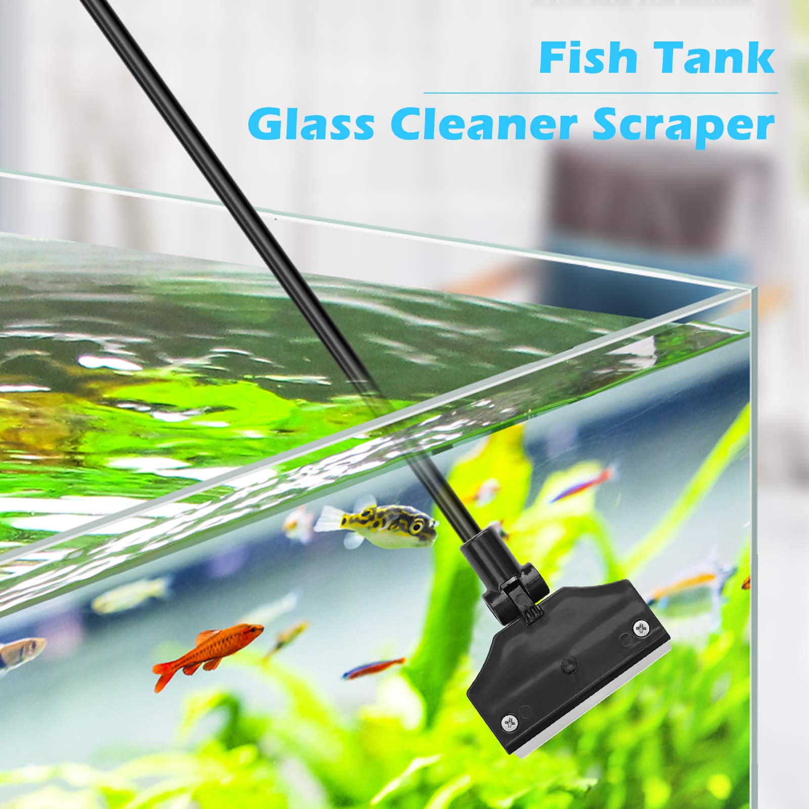 Pronetcus Aquarium Algae Scraper,Aquarium Glass Cleaner,Fish Tank Cleaner, Aquarium Scraper With 10 Blades,26 Inch.