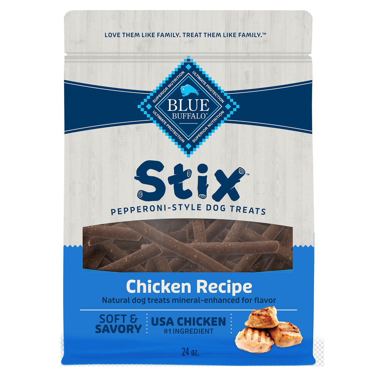 Blue Buffalo Stix Pepperoni-Style Dog Treats Made With Natural Ingredients, Chicken Recipe, 24-Oz. Bag