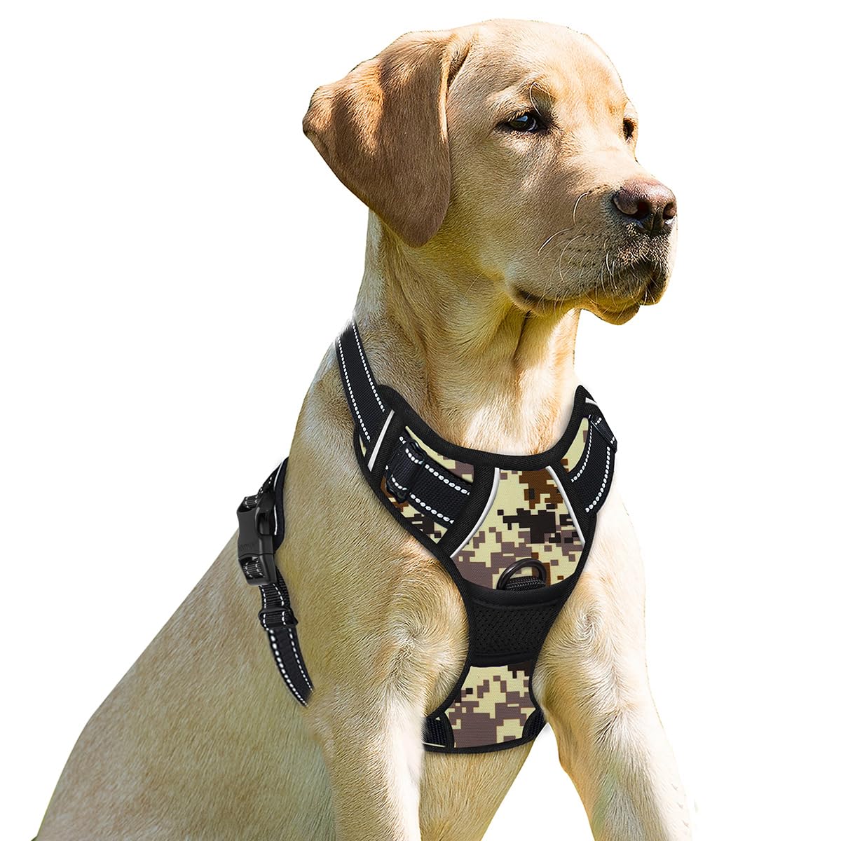 BARKBAY No Pull Dog Harness Front Clip Heavy Duty Reflective Easy Control Handle for Large Dog Walking(Desert camo,XS)