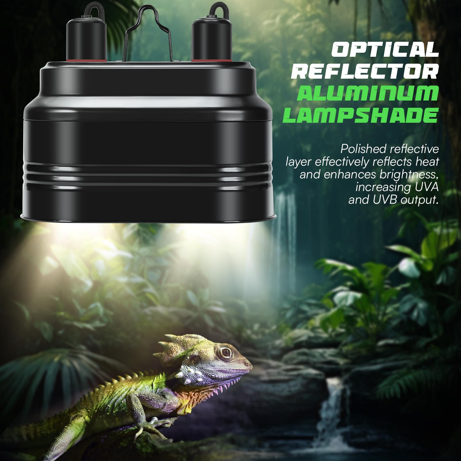 Mecesor Dual Reptile Light Fixture With Thermostat Switch And Independent Switch, Deep Dome Reptile Heat Lamp Fixture Optical Re