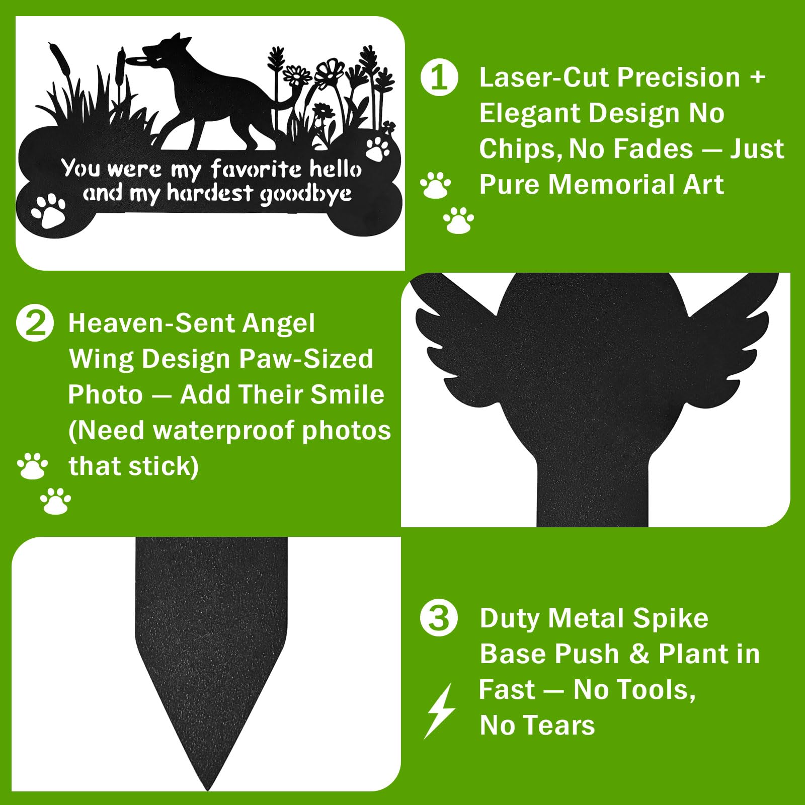 Dog Grave Markers, 12''X 14'' Metal Baked Enamel Memorial Dog Stake For Pet Headstone Decorations, Waterproof Pets Cemetery Plaq