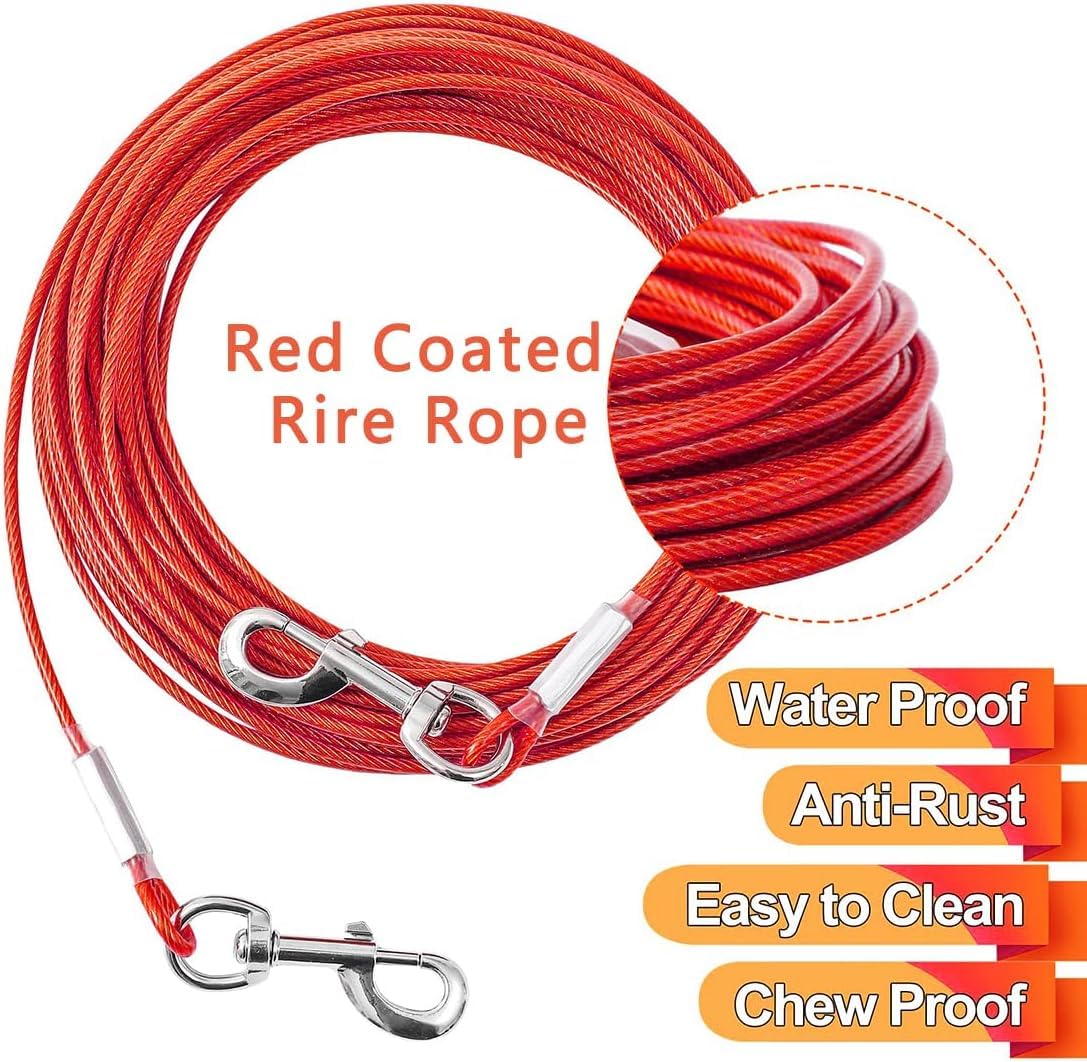 Mi Metty Tie Out Cable For Dogs,150Ft Dog Leads,Heavy Duty Tie Out Cable For Large Dogs Up To 125Lbs,Durable Dog Runner Tether L