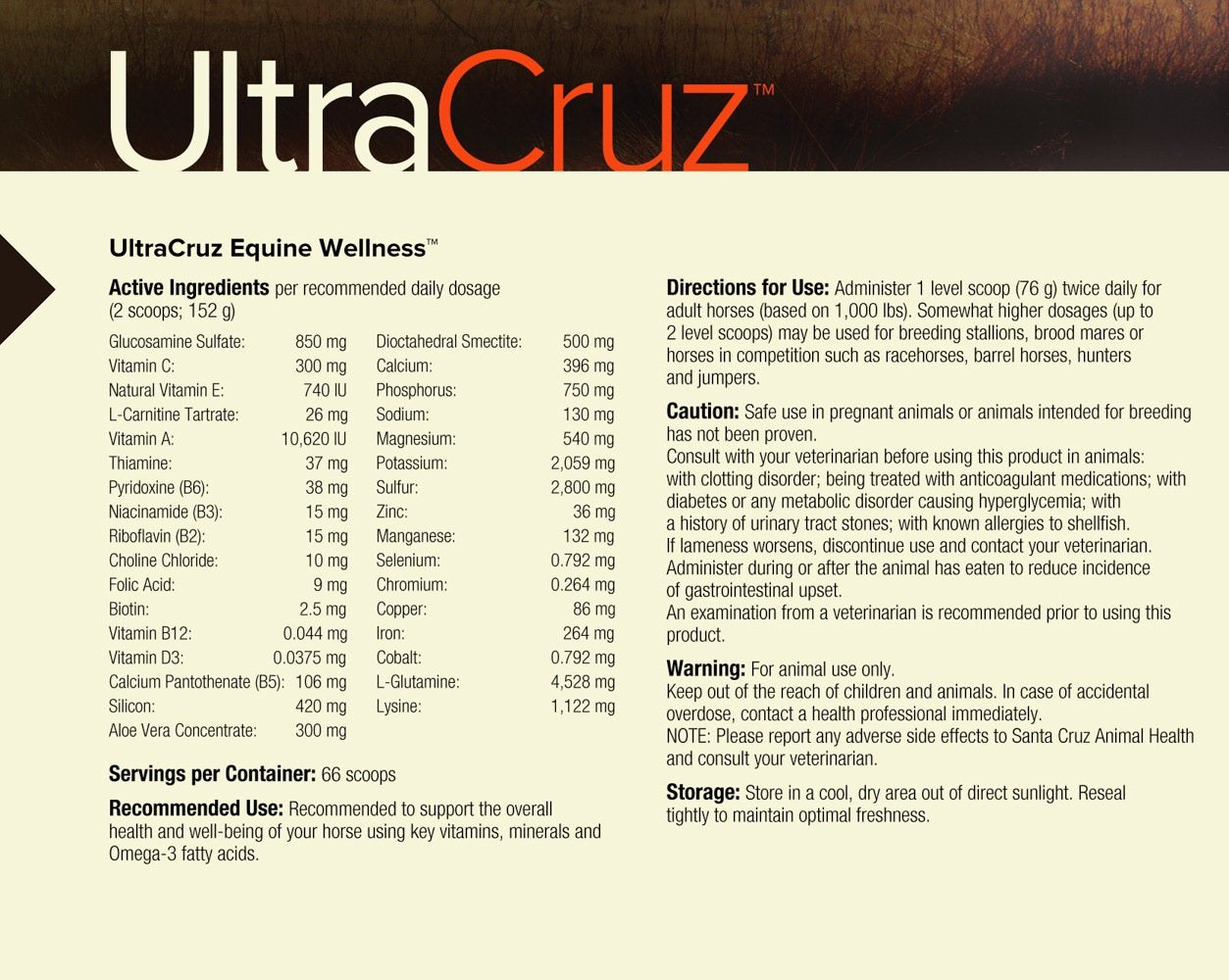 UltraCruz Equine Wellness Supplement for Horses 10 lb, Pellet (33 Day Supply)