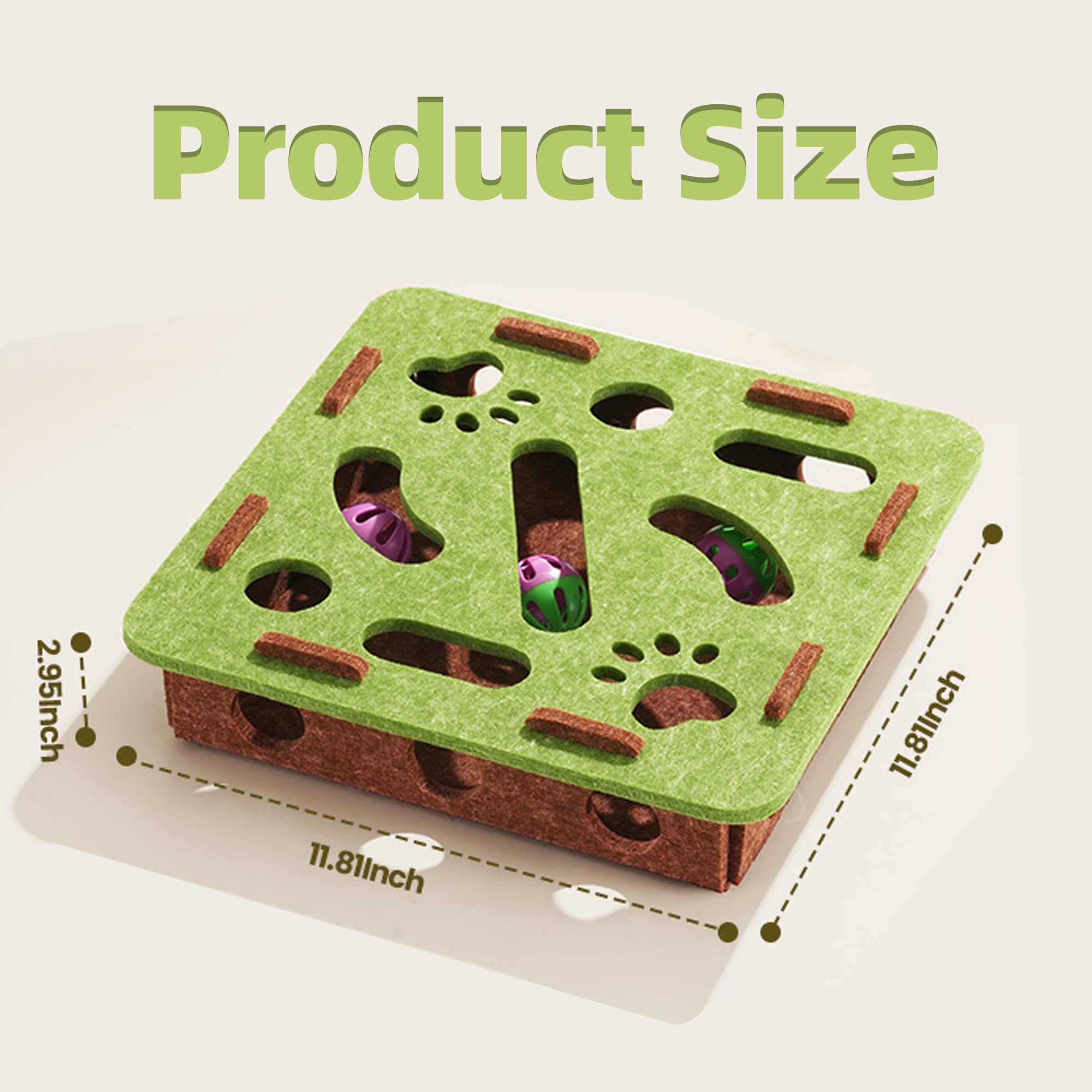 BZDBZD Interactive Cat Puzzle Feeder Toy - Felt Maze Box with 3 Jingle Balls for Indoor Cats, Kittens - Mental Stimulation, Slow