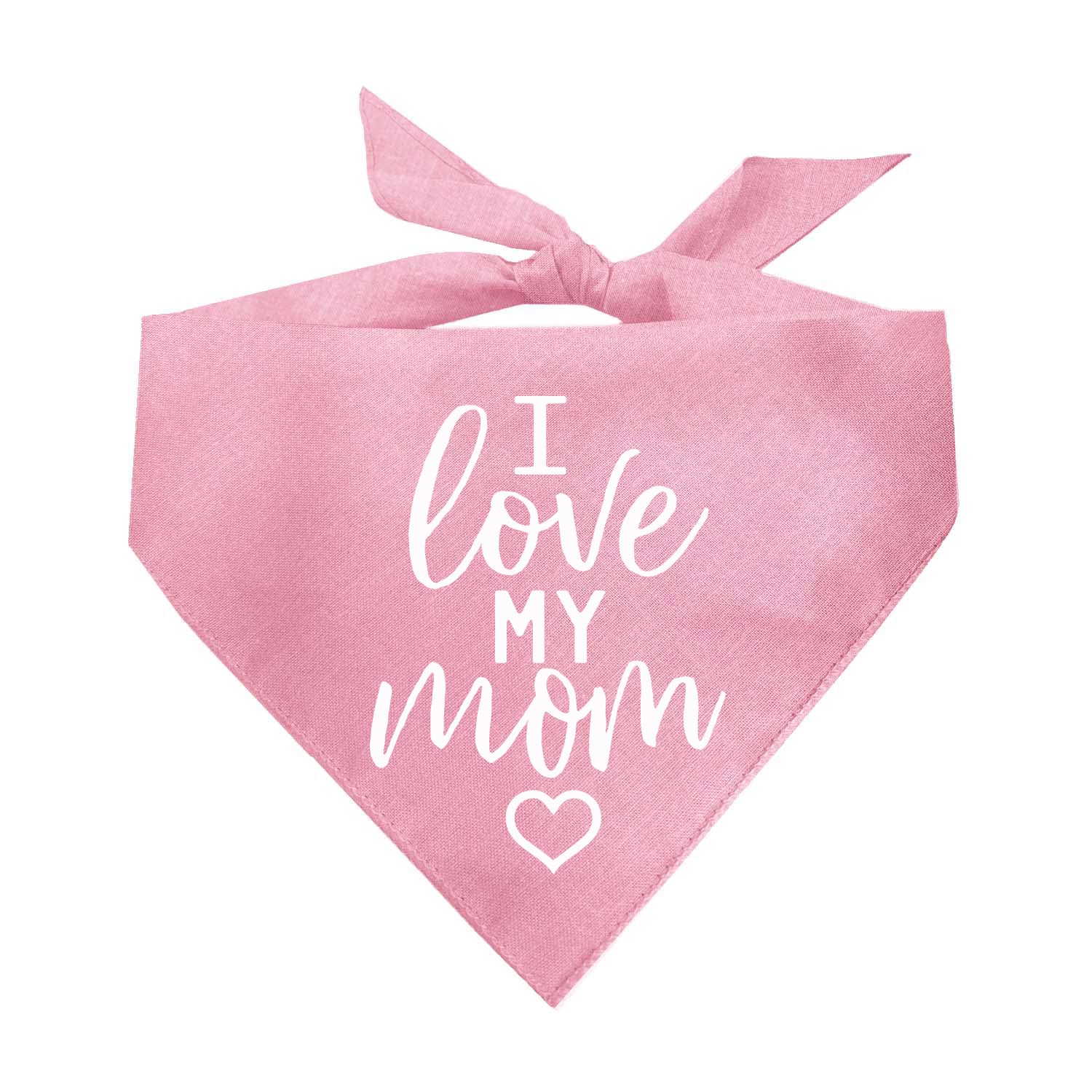 I Love My Mom Dog Bandana | 100% Cotton | Made In Usa For Mom | Valentine'S Day | Prop Photoshoot |Baby Pink, X-Small (177)
