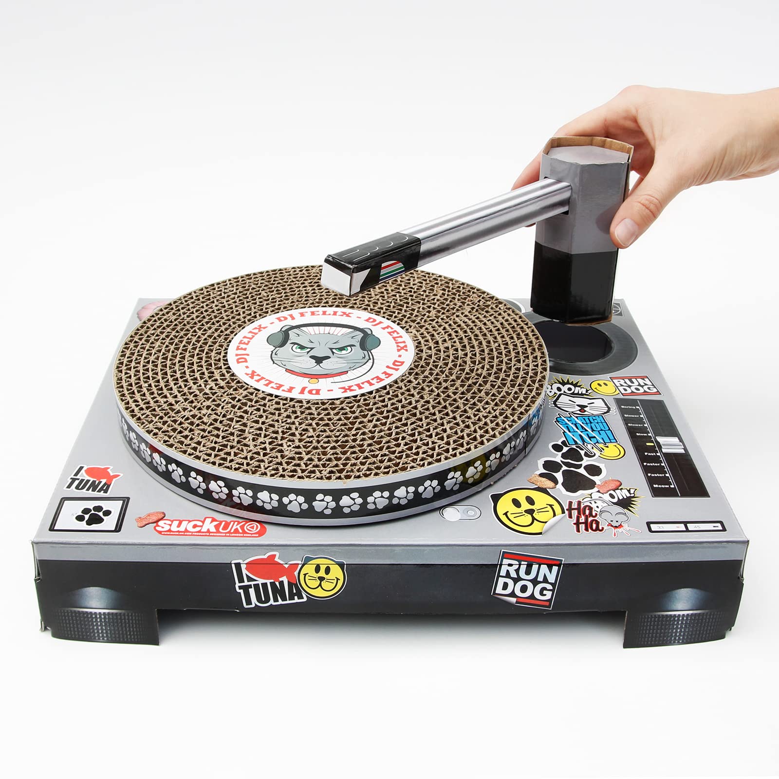 Suck UK Cat Scratcher DJ Decks - Multi Cardboard Interactive Scratching Mat & Toy, Funny Cat Furniture & Novelty Gifts for Cats