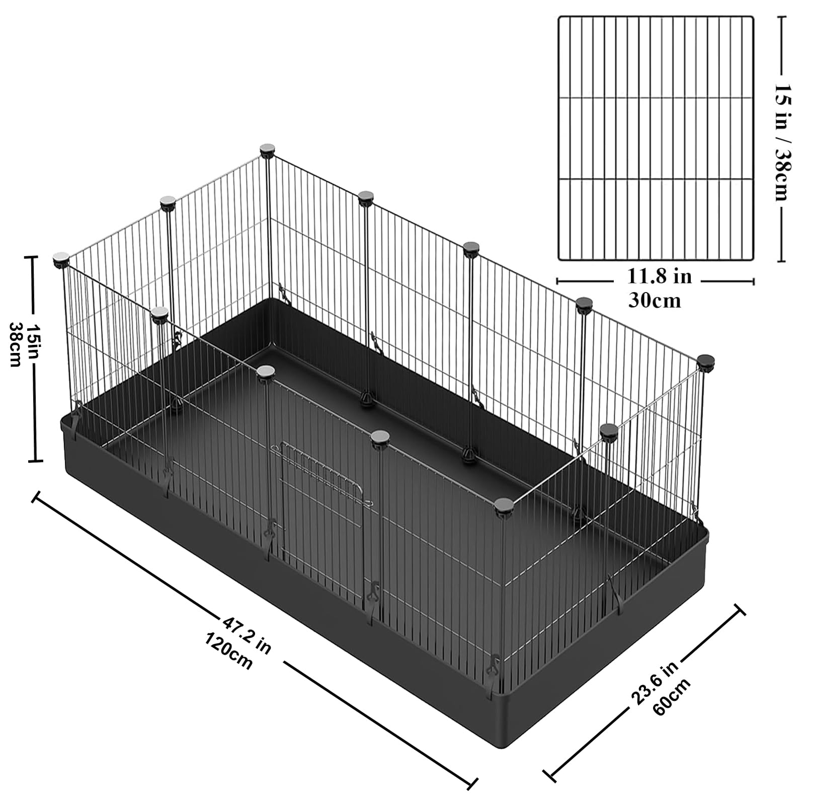 LANGXUN 24pcs DIY Small Animal Pet Playpen with Waterproof Mat, C&C Cage for Puppy Kitten, Rabbit Cage,Guinea PigsGuinea Pig Cag