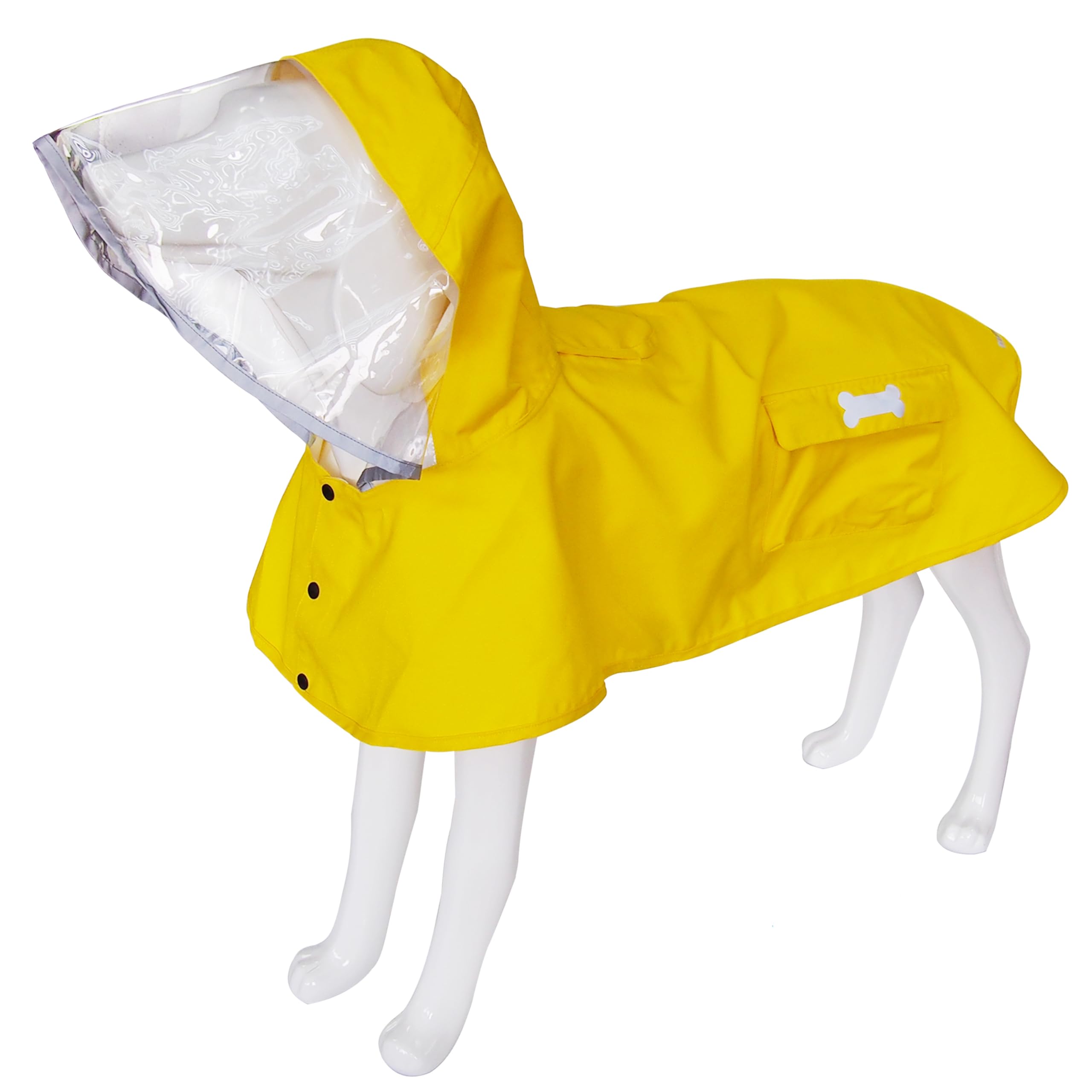 Waterproof Dog Raincoat, Adjustable Reflective Lightweight Pet Rain Clothes With Poncho Hood (Yellow, Small)