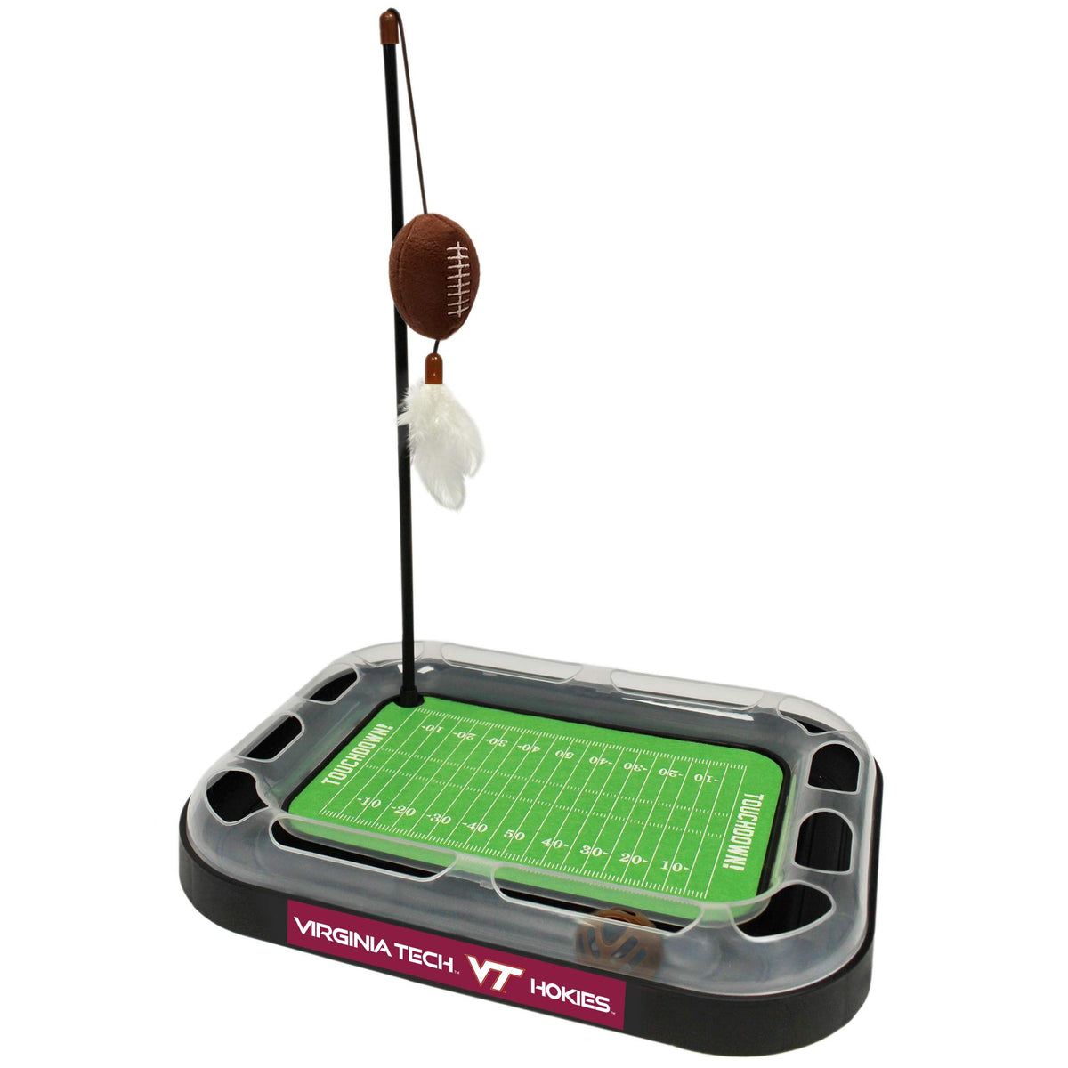 Pets First Cat Scratcher Toy With Catnip Filled Plush Football Toy & Feather Cat Toy Hanging With Jingle Bell Interactive Ball C