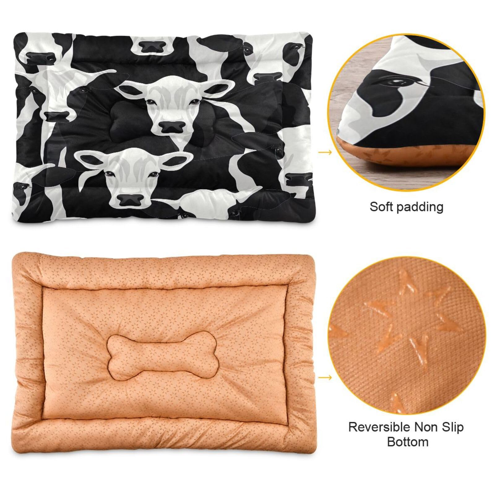 Coikll Cow Print Pet Bed Pad Soft Dog Bed Mat With Anti-Slip Bottom, Machine Washable Crate Pad Mattress For Dog Sleeping- 36 *