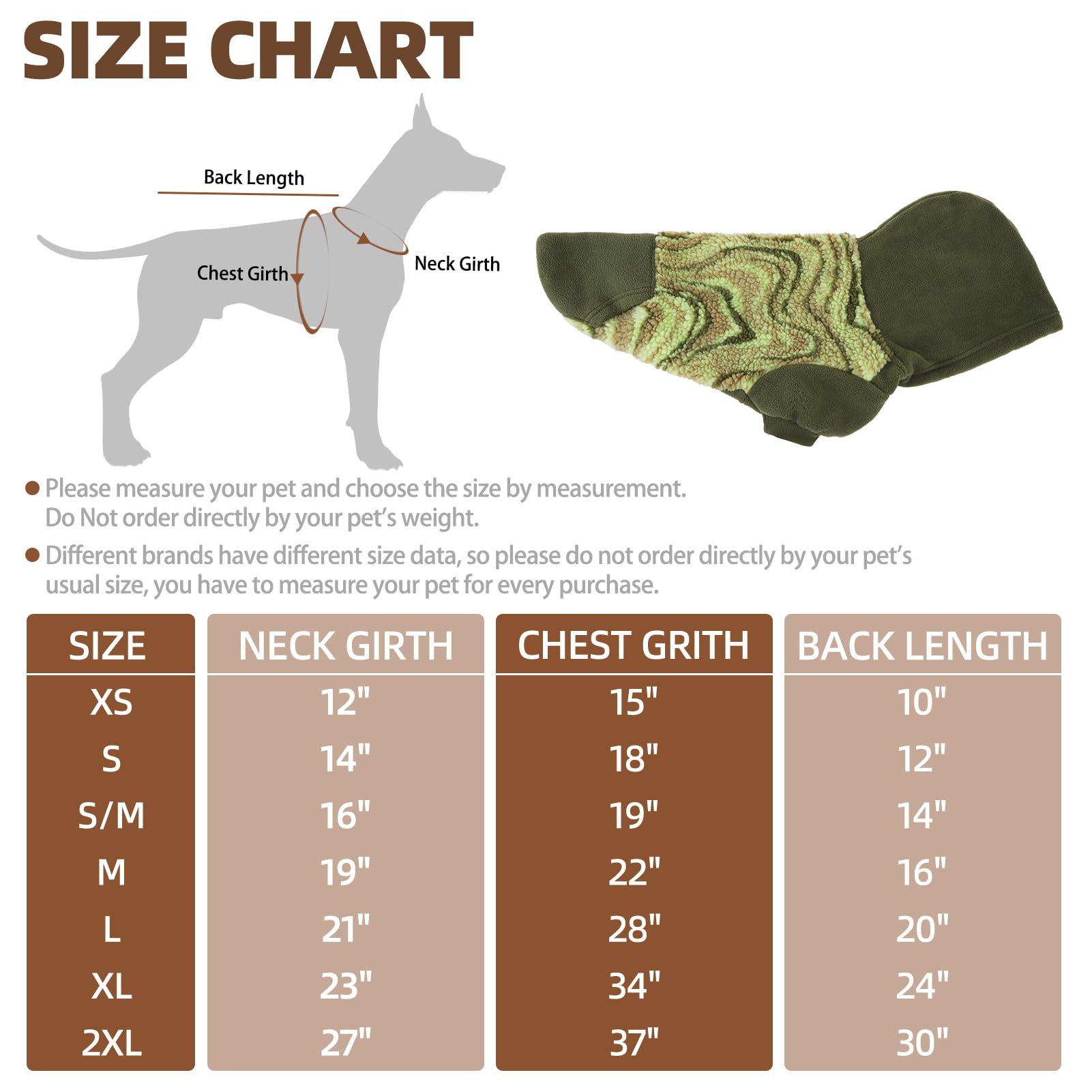 PUPTECK Dog Hoodie Puppy Sweatshirt Warm Dog Sweater Winter Clothes Cold Weather Coats for Small Medium Large Dogs, Green, L