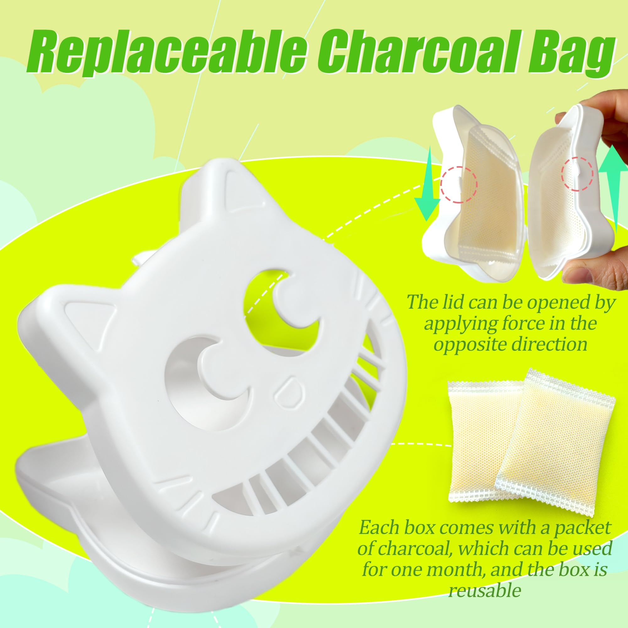 Purifylogix Reusable Cat Litter Box Deodorizer Kit, Includes 2 Stick-On Box And 2 Lemon Activated Charcoal Deodorizing Bags, Uni