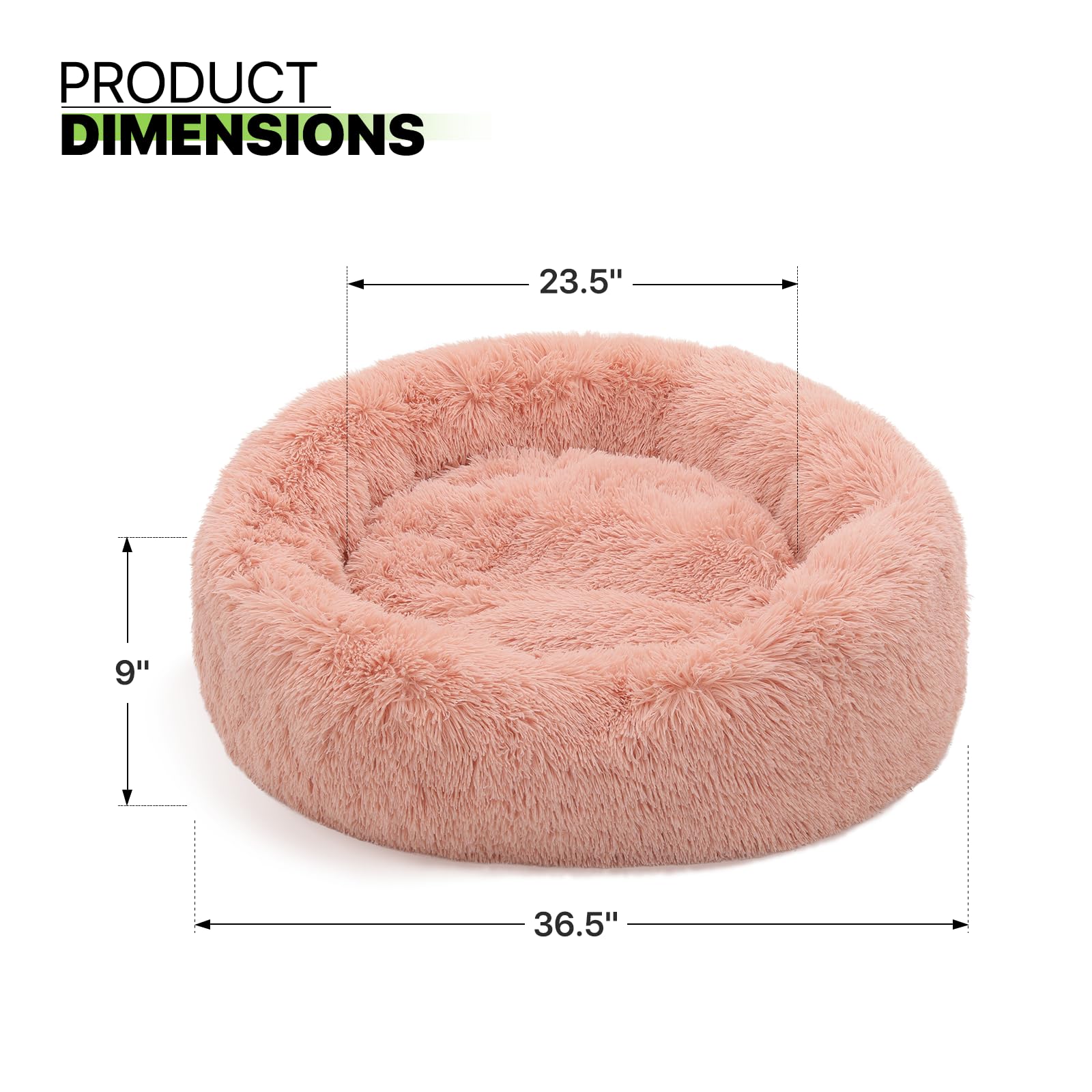 Magshion Long Plush Calming Dog Beds For Large Dogs, Comfy Cuddler Donut Cat Beds For Indoor Cats, Machine Washable & Non-Slip B