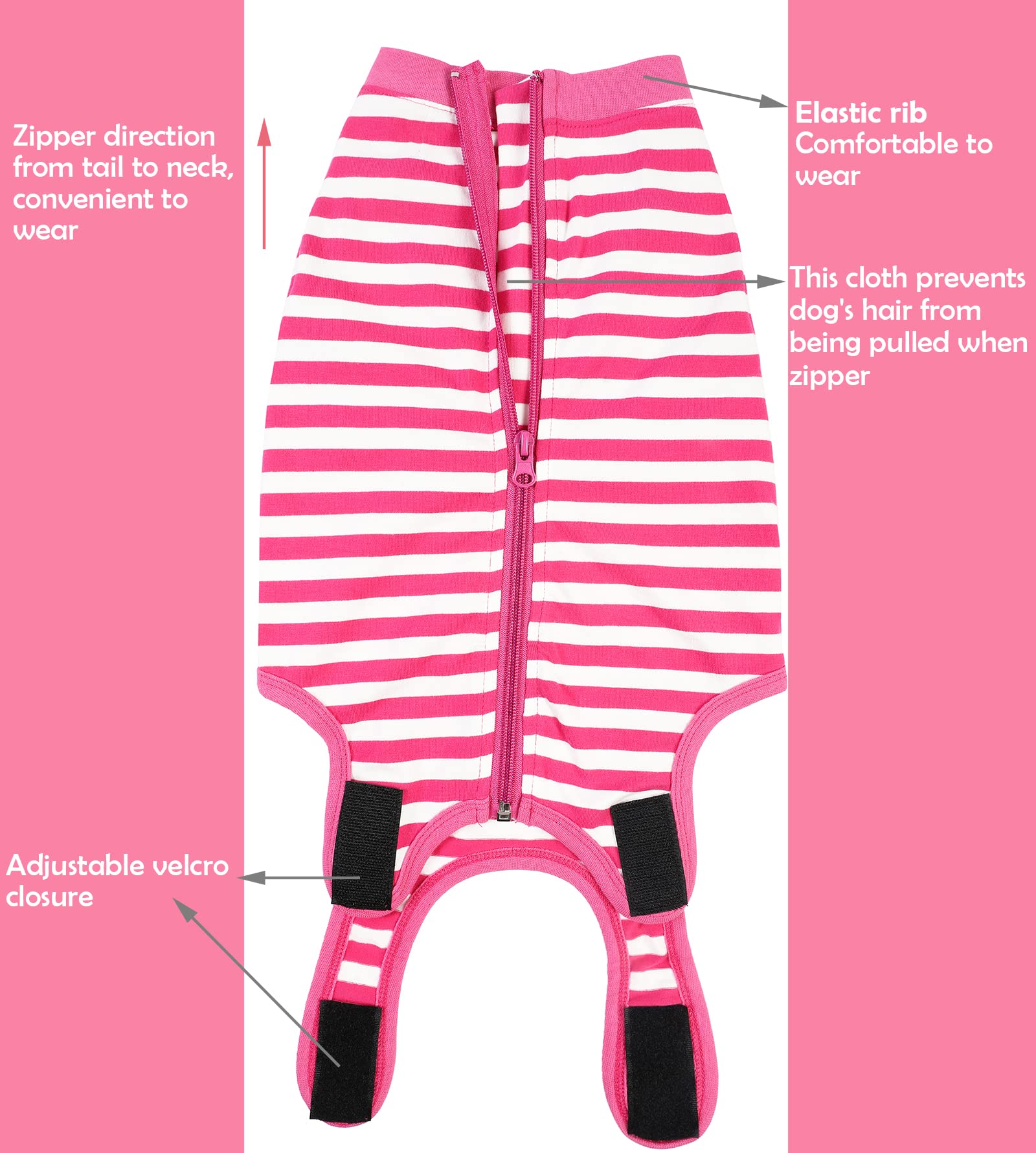 Sychien Dog Recovery Suit Post Surgery Shirt,Medium Female Spay Wound Protective Suit,Pink M