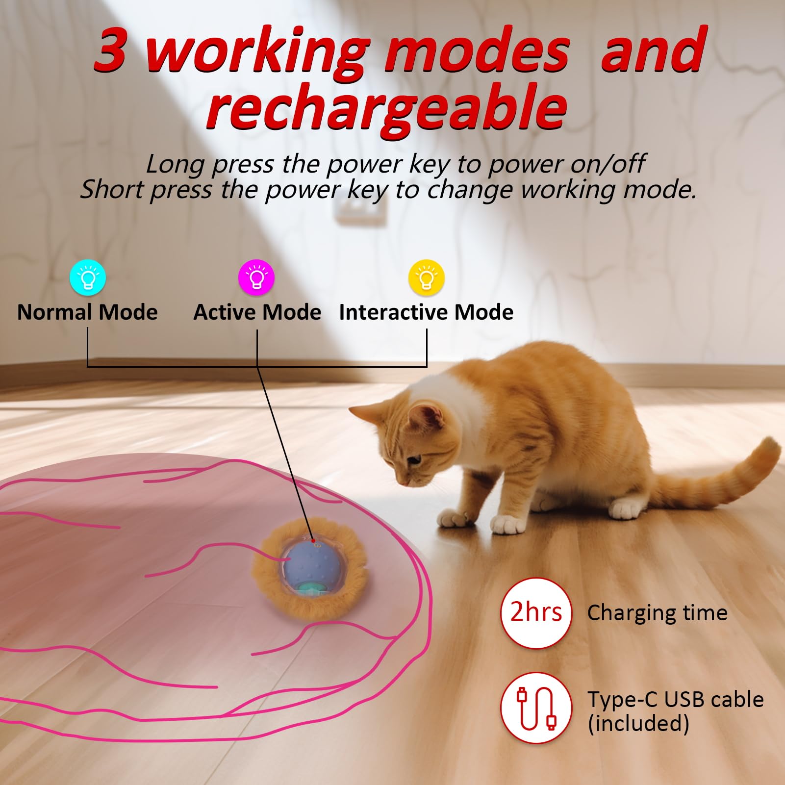 Mdupw Rechargeable Electric Cat Toys, Hide And Seek Kitten Toy, Chirping & Motion Activated Interactive Cat Toy, Hiding Cover Ex