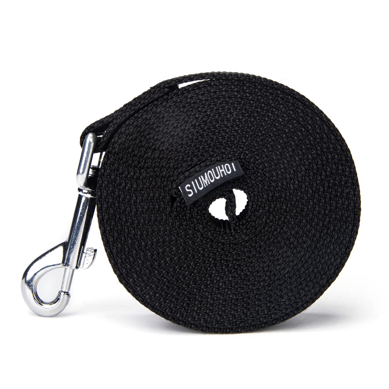 Siumouhoi Strong Durable Nylon Dog Training Leash, 1 Inch Wide Traction Rope, 6 Ft 10Ft 15Ft Long, For Small And Medium Dog (Black, 15 Feet)