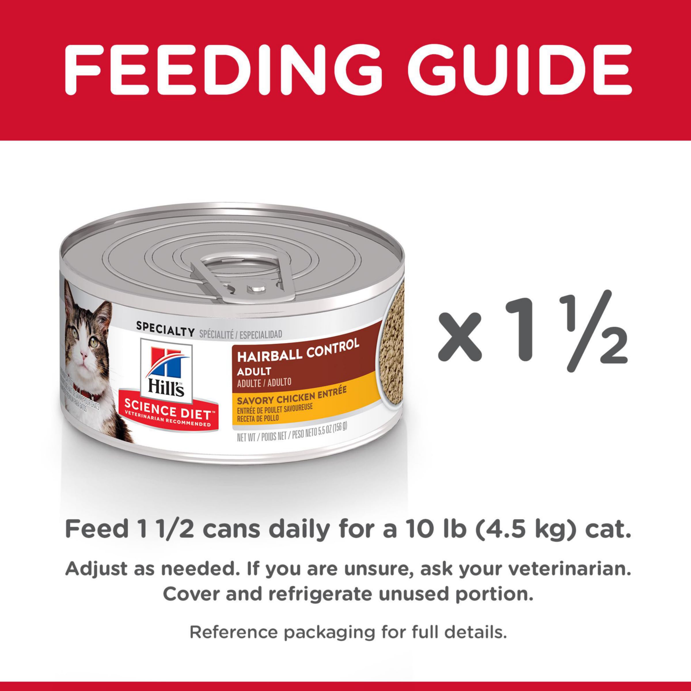 Hills Science Diet Hairball Control, Adult 1-6, Hairball Control Support, Wet Cat Food, Chicken Minced, 5.5 oz Can, Case of 24